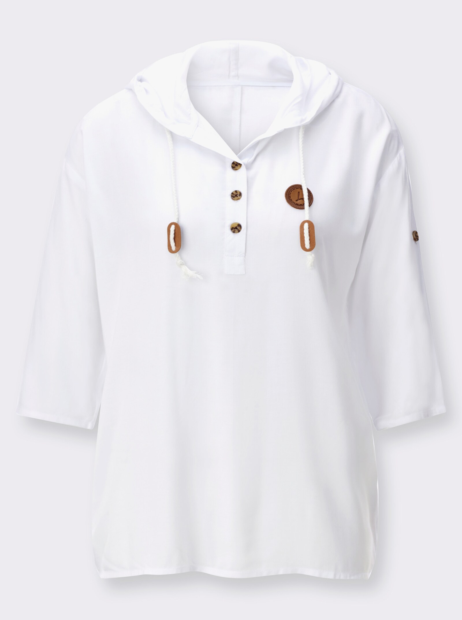 Longbluse mit krempelbaren Ärmeln - ecru