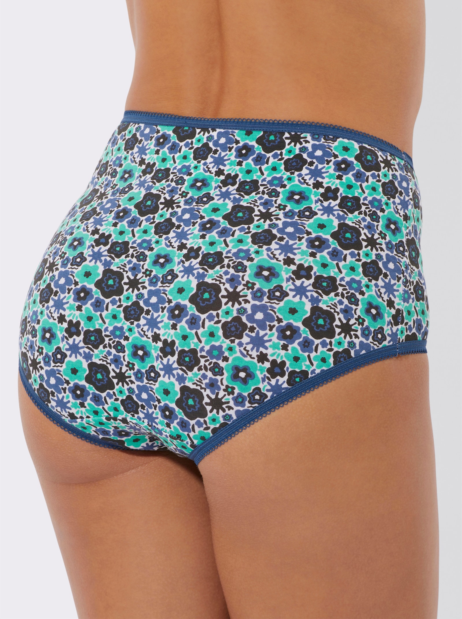 Tailleslip met elastische band - 2x bedrukt + jeansblauw + blauwgroen + grafiet