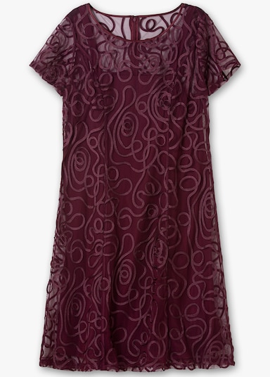 sheego Cocktailkleid mit Zierborten - aubergine