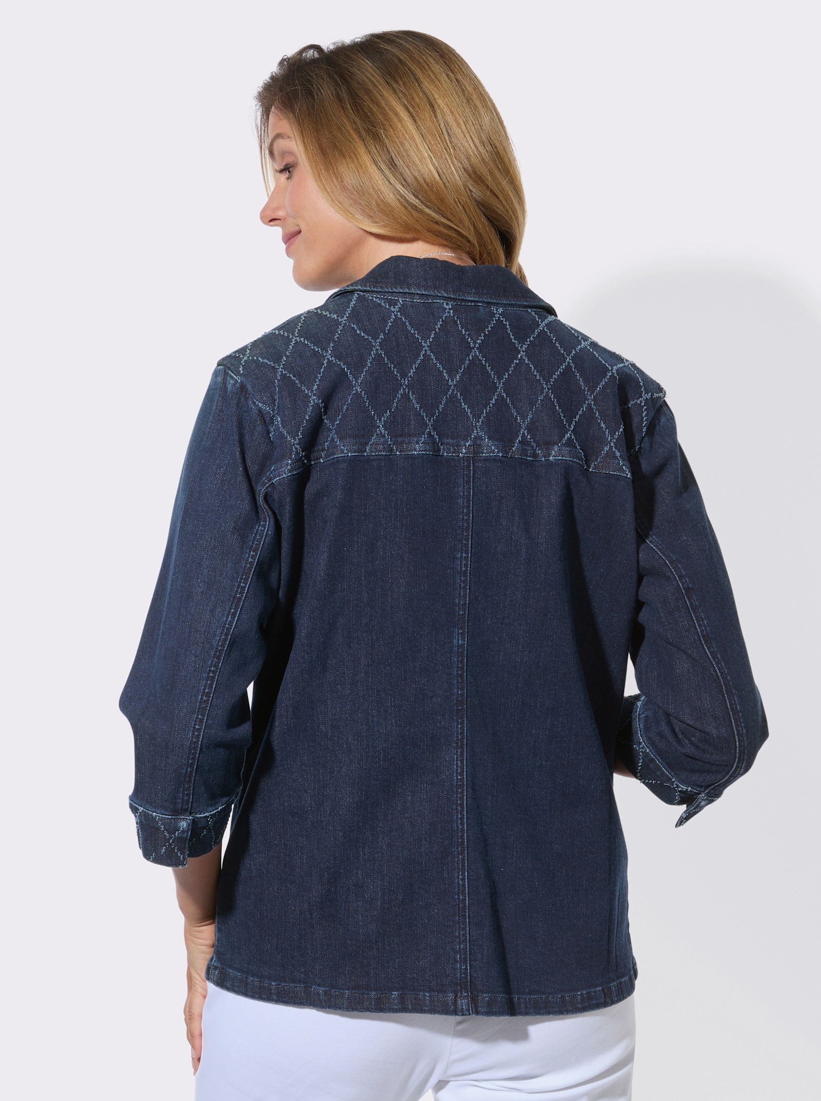 Jeansjacke aus Baumwoll-Stretch - dark blue