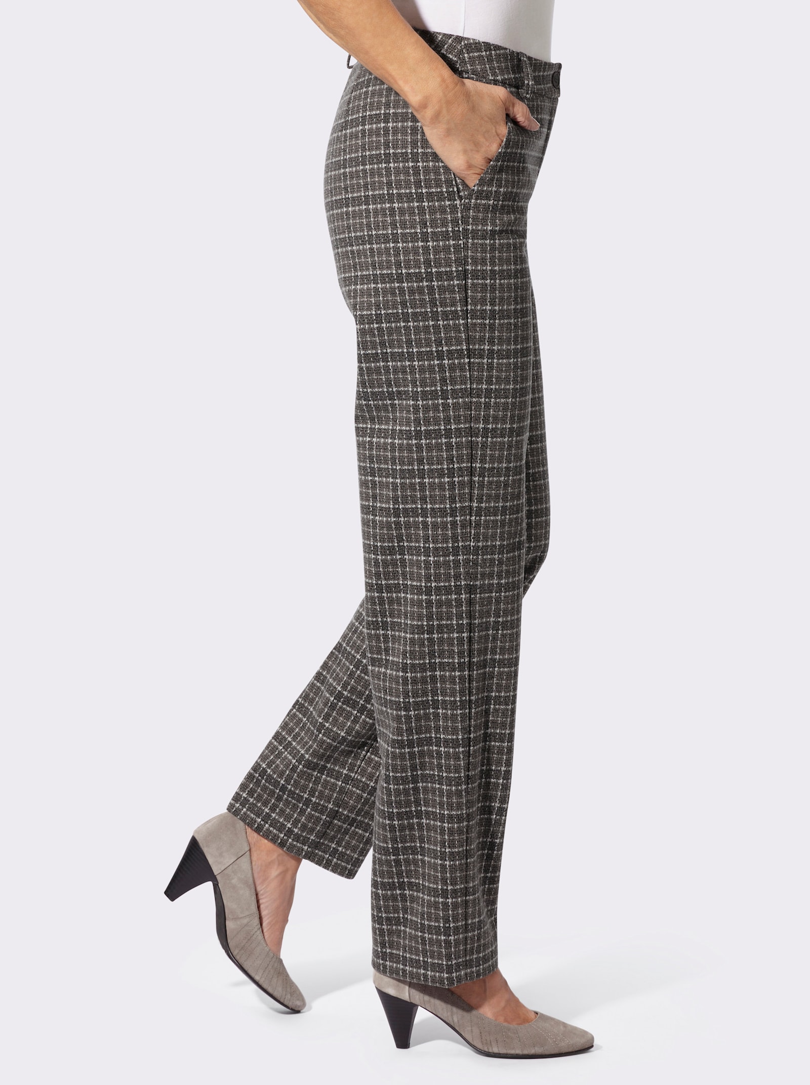 Stoffhose in Jersey-Qualität - schoko-ecru-gemustert