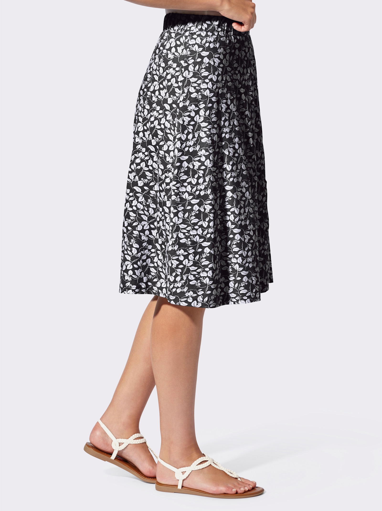 Schlupfrock mit imitierter Knopfleiste - schwarz-weiß-bedruckt