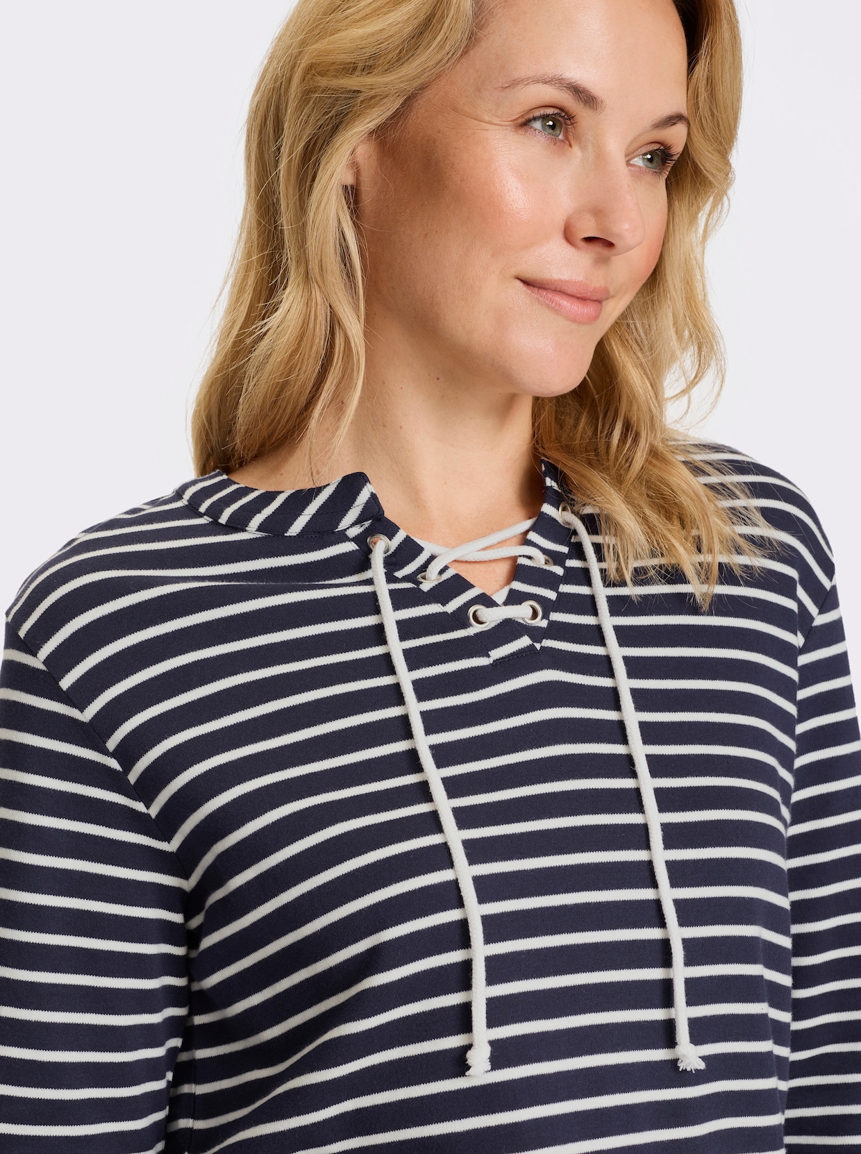Sweatshirt - marine-ecru-geringelt
