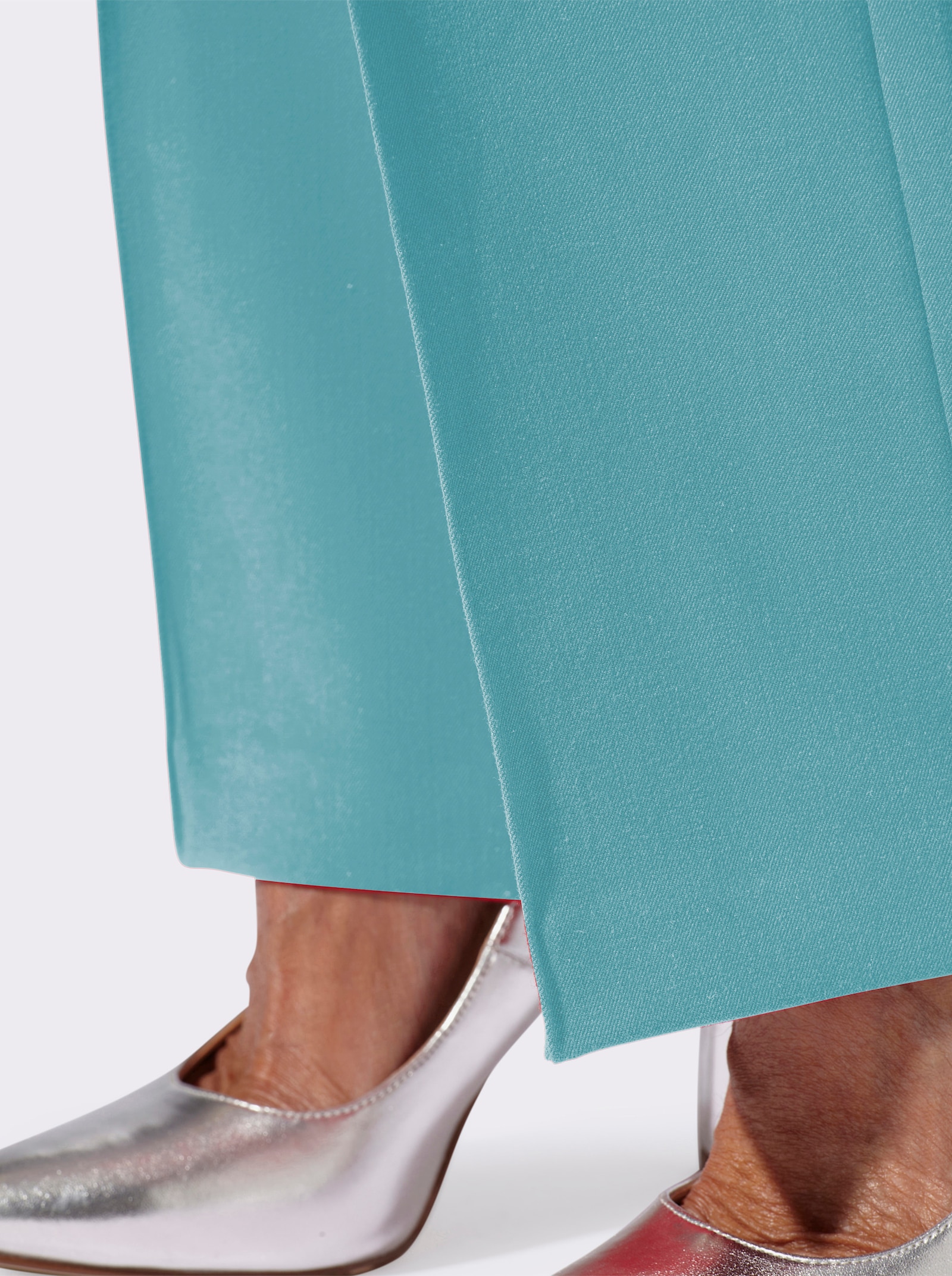 Oblekové kalhoty s elastickým pasem - oceánově modrá