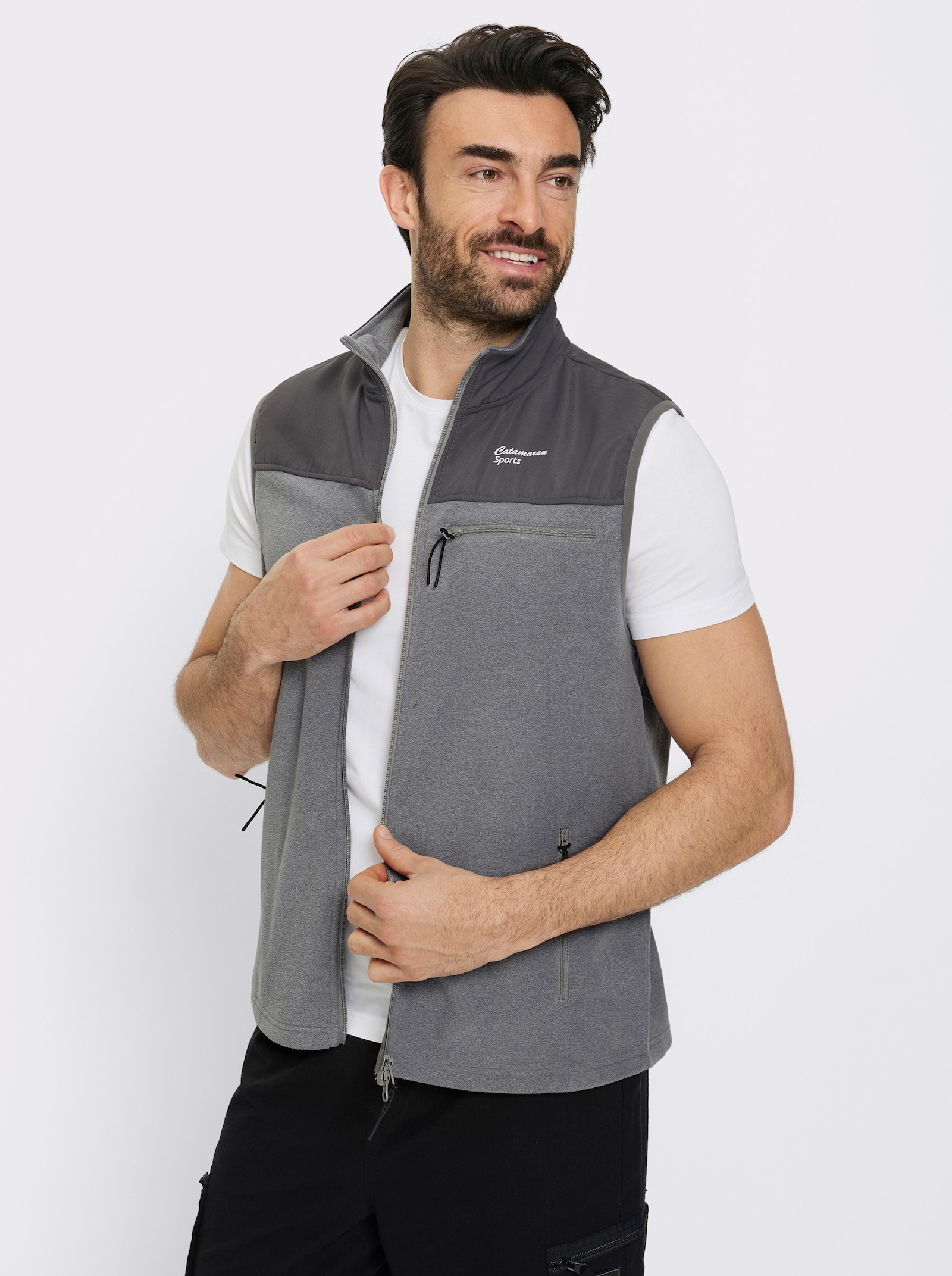 Catamaran Sports Fleeceweste mit 2-Wege-Reißverschluss - grau-meliert-anthrazit