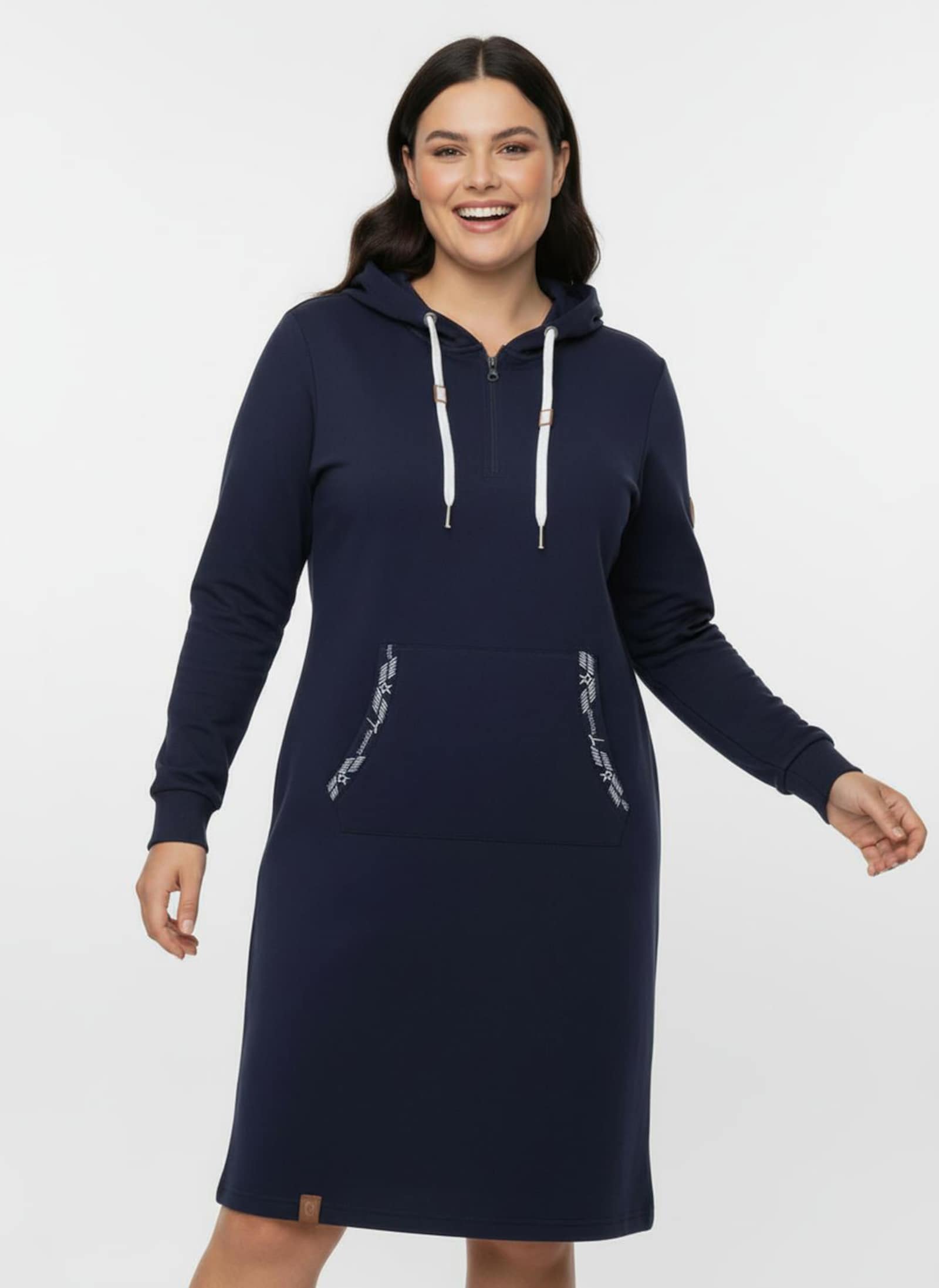 Jerseykleid mit Känguru-Tasche - marine