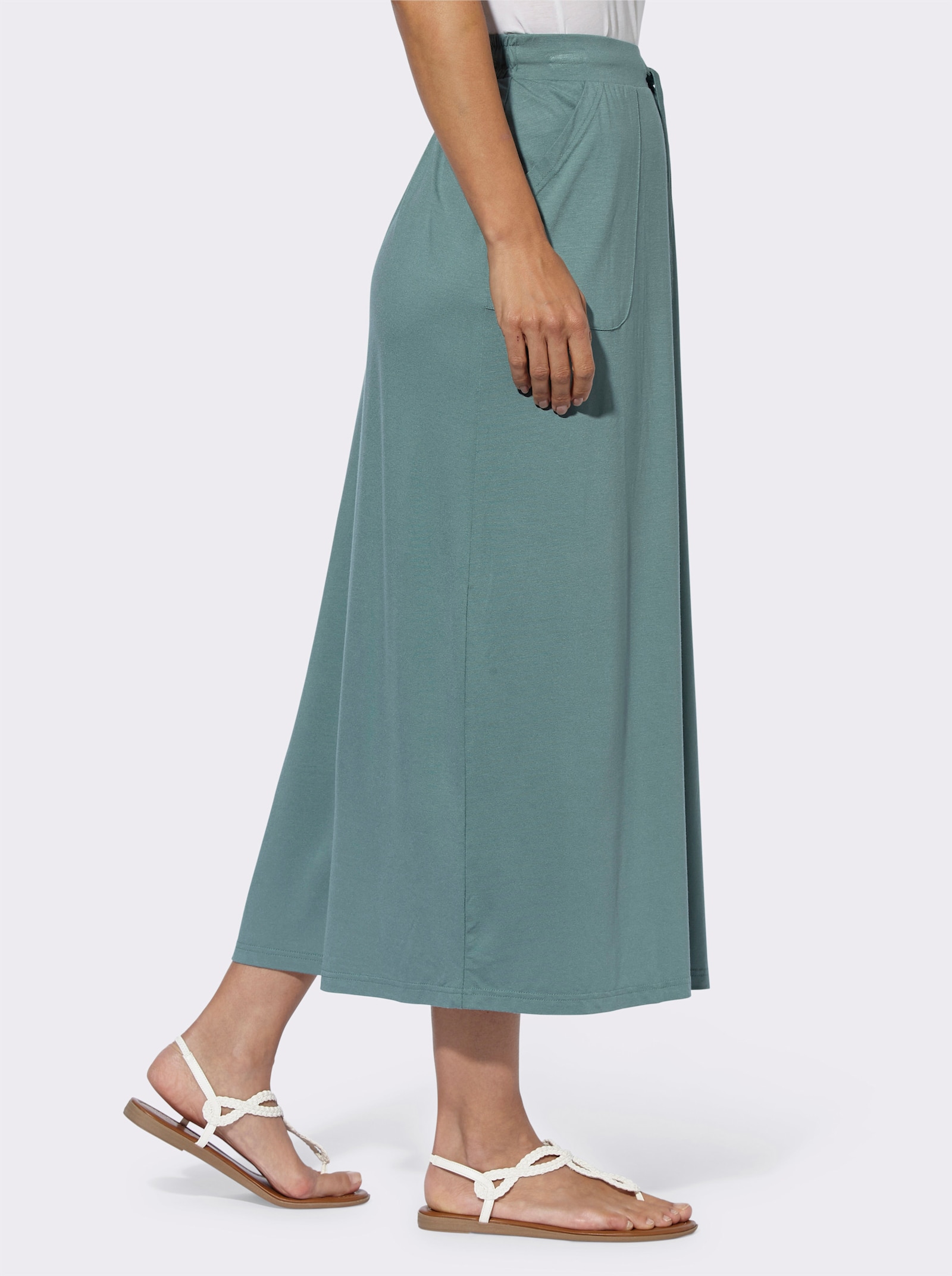 Džers. sukňa s boč.rázporkom - nefritová