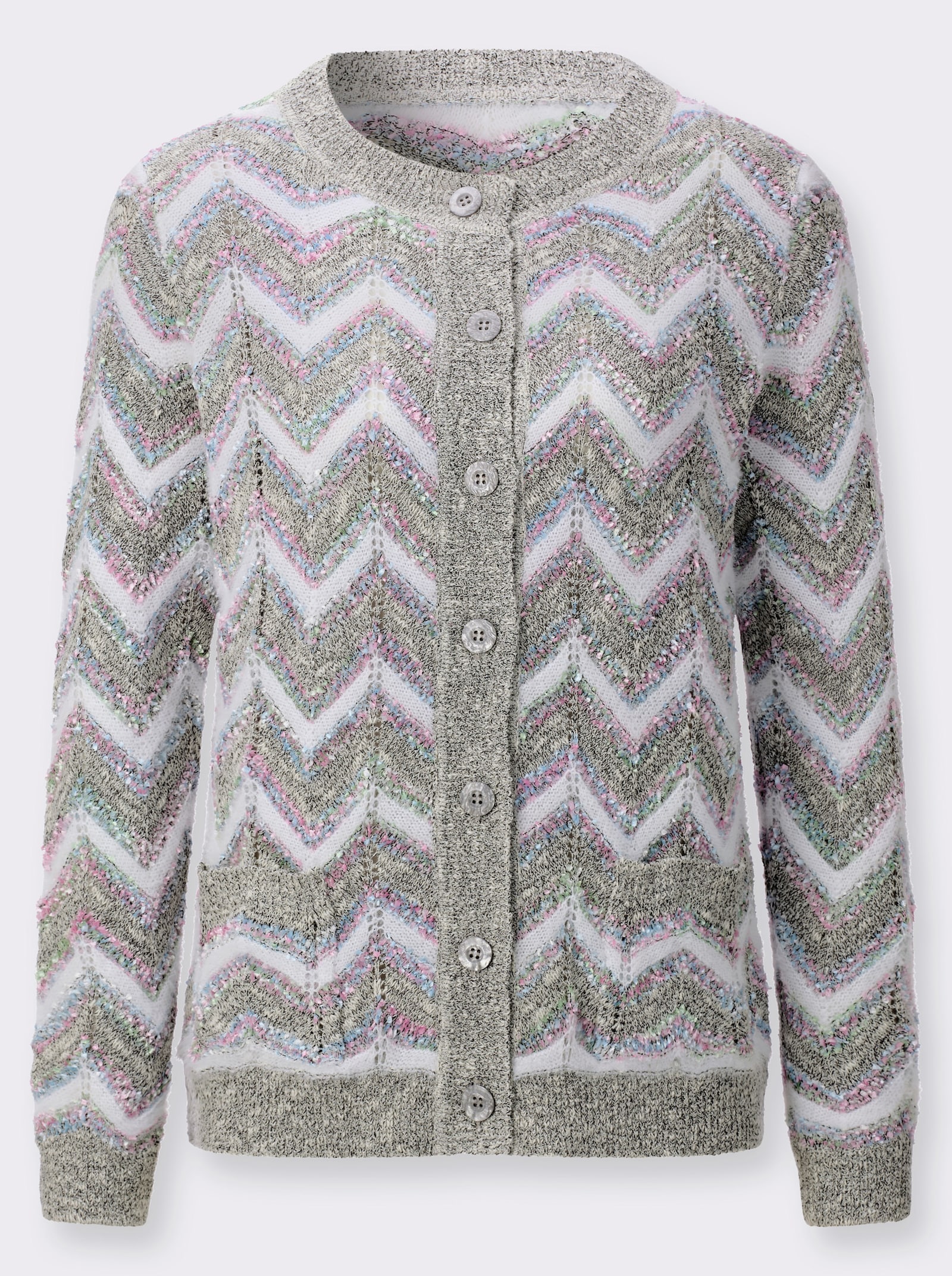 Vest in effectgaren - grijs/wit gedessineerd