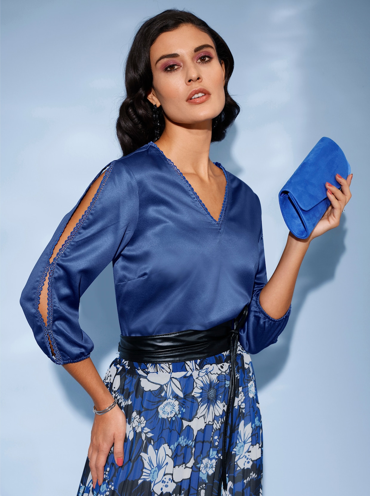 Schlupf-Bluse - royalblau