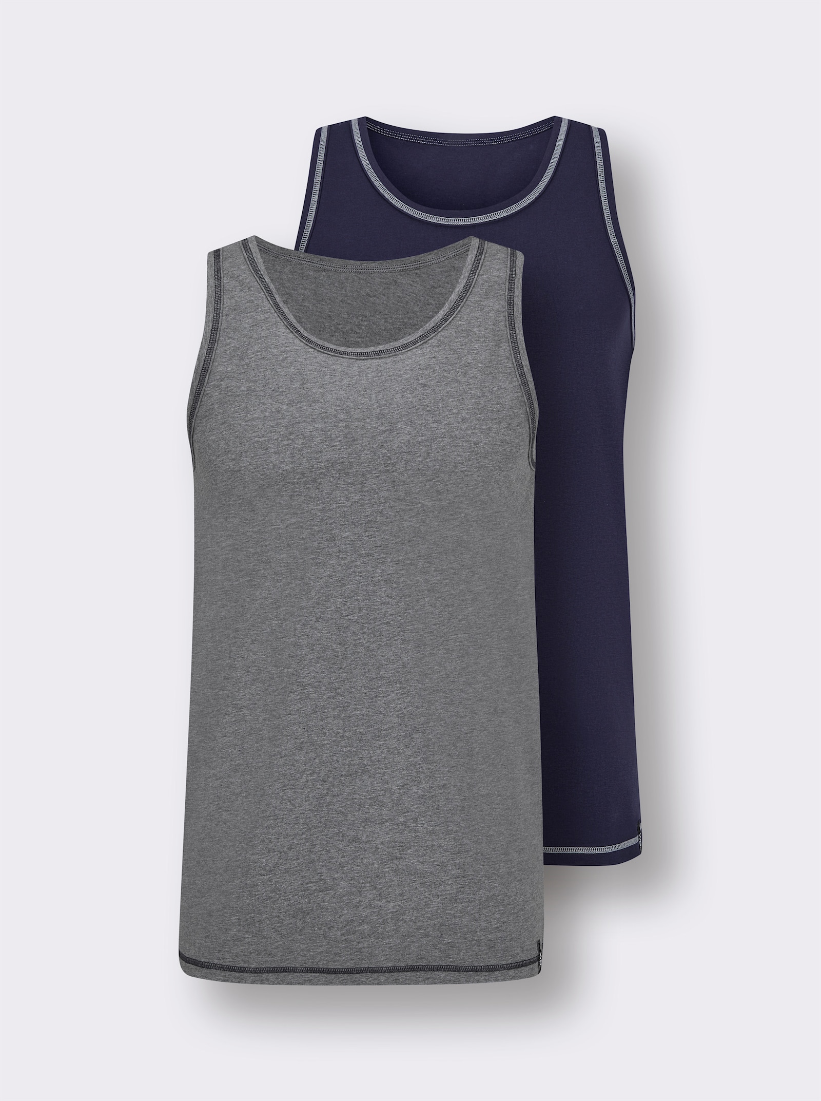 wäschepur men Unterhemd - marine + anthrazit-meliert