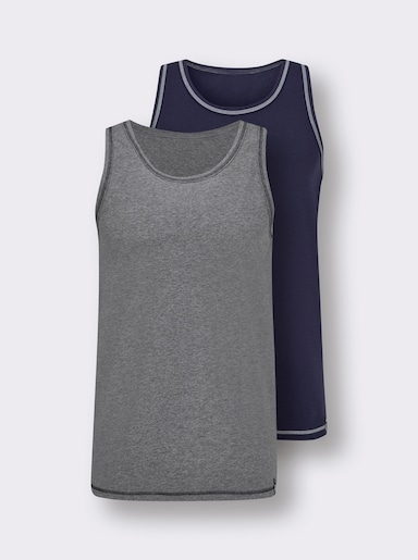 wäschepur men Unterhemd - marine + anthrazit-meliert