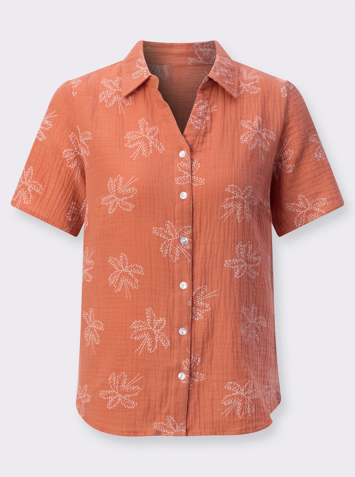 Baumwollbluse - papaya-ecru