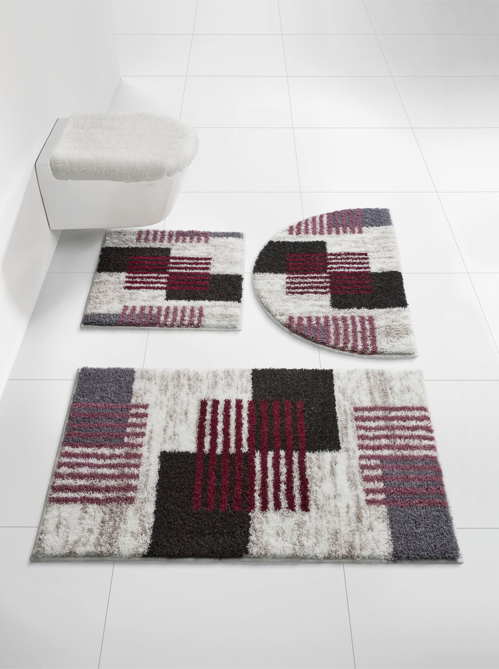 Grund Badematte - beere-ecru-gemustert
