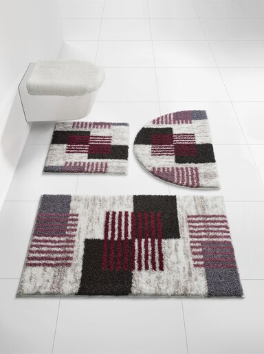 Grund Badematte - beere-ecru-gemustert