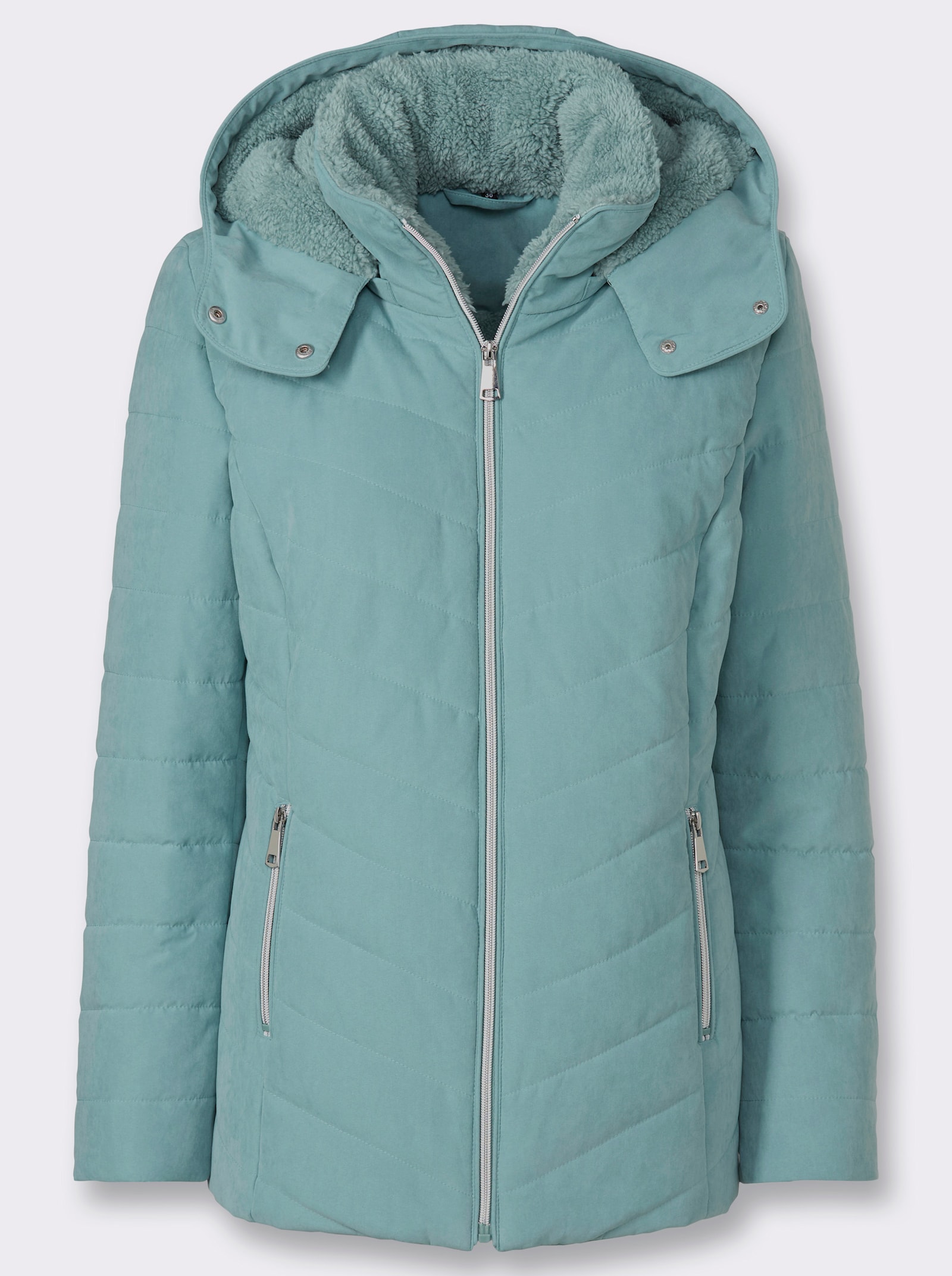 Steppjacke mit Teddyfleece-Futter - jade
