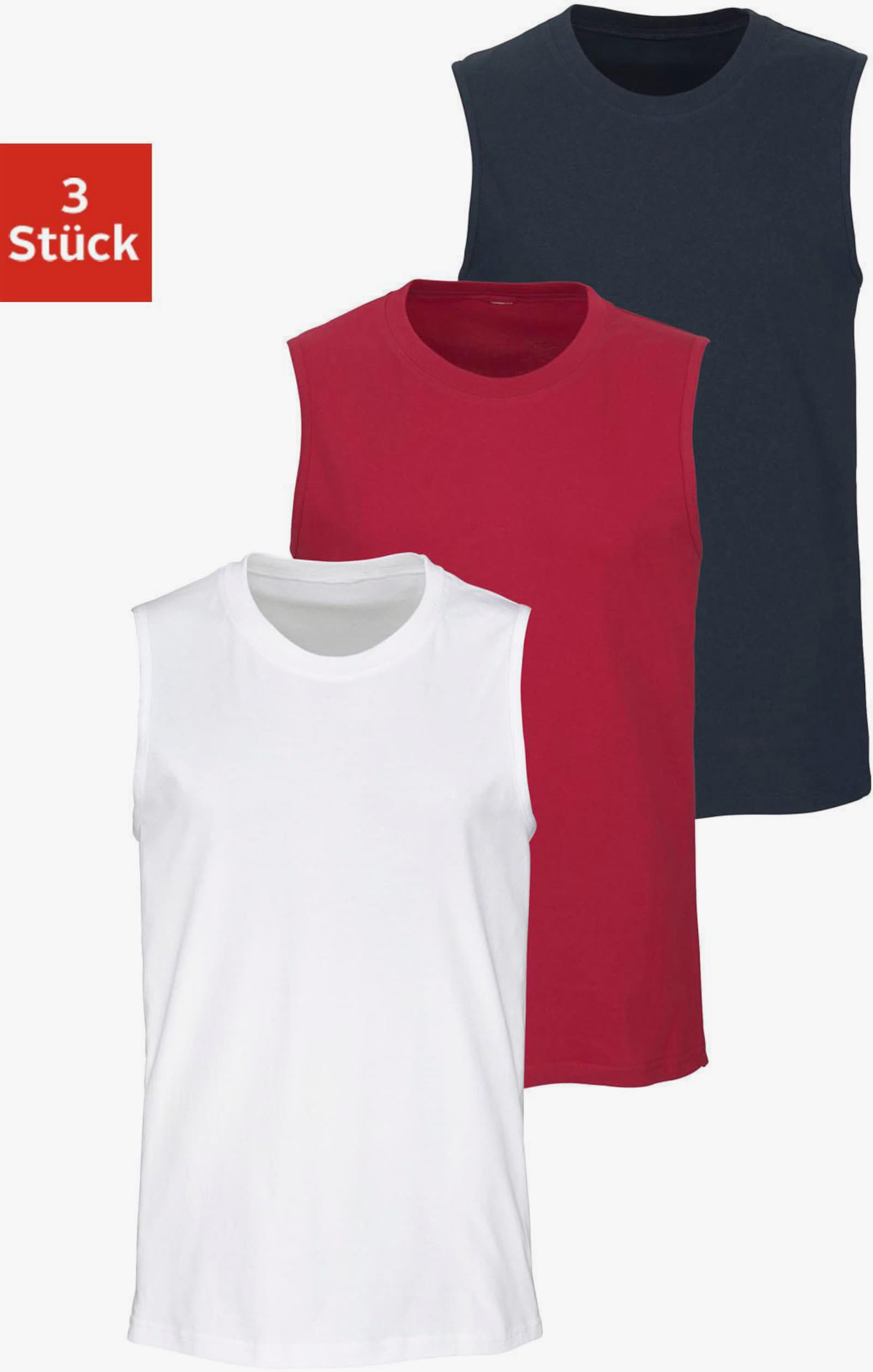 H.I.S Muscleshirt - weiß, rot, marine