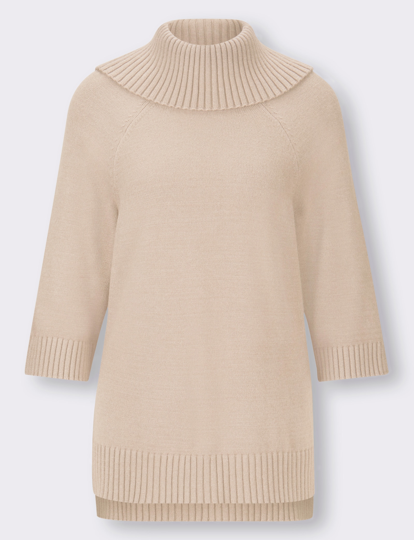 heine Rollkragenpullover mit 3/4-langen Raglan-Ärmeln - sand