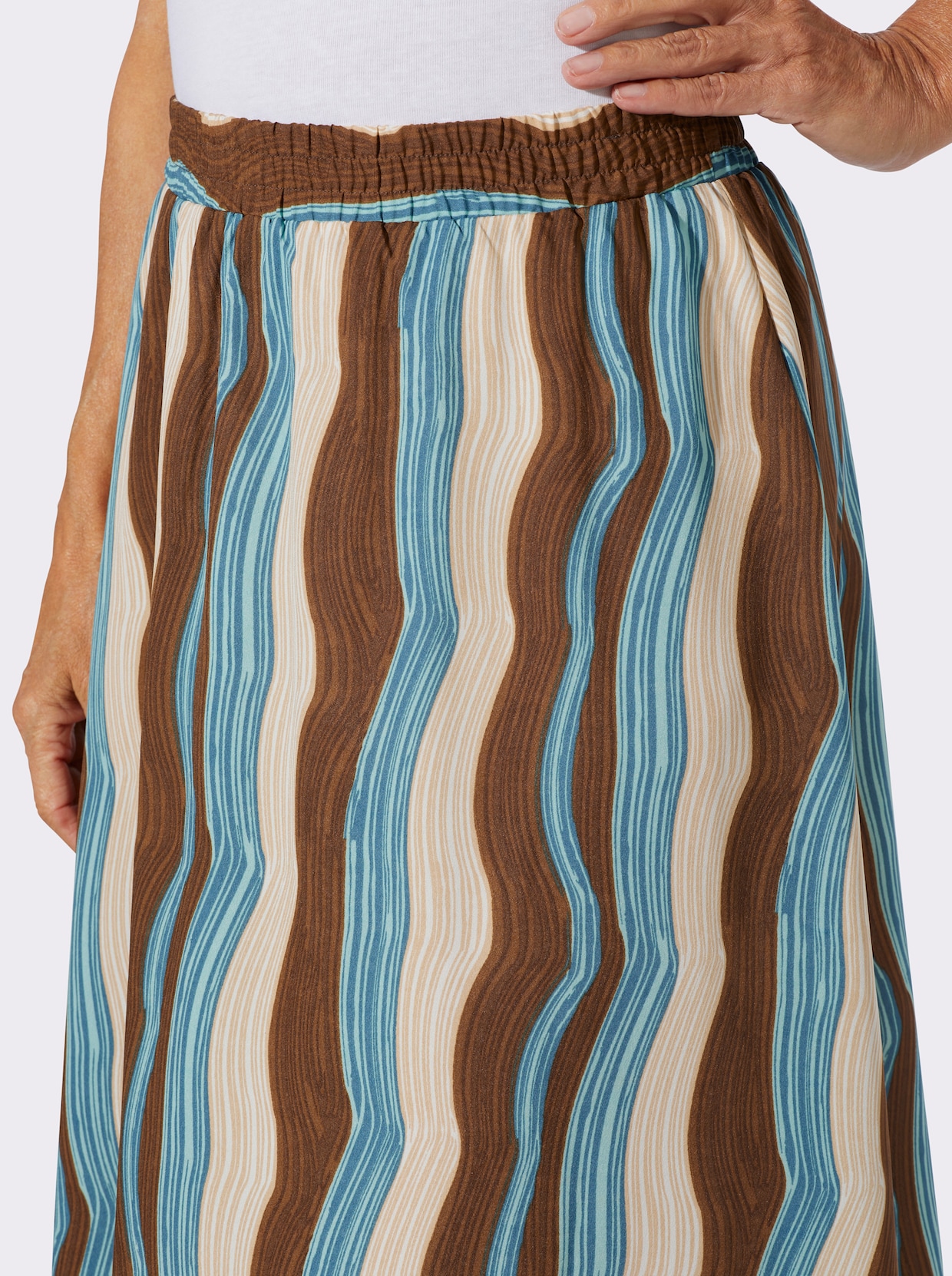 A-Linien-Rock im gewellten Dessin - schoko-topas-bedruckt