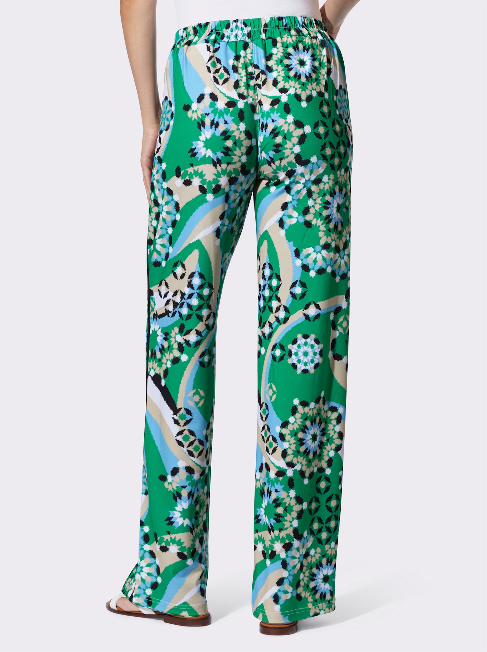 heine Jerseyhose mit glatter Bundpatte vorne - grasgrün-schwarz-bedruckt