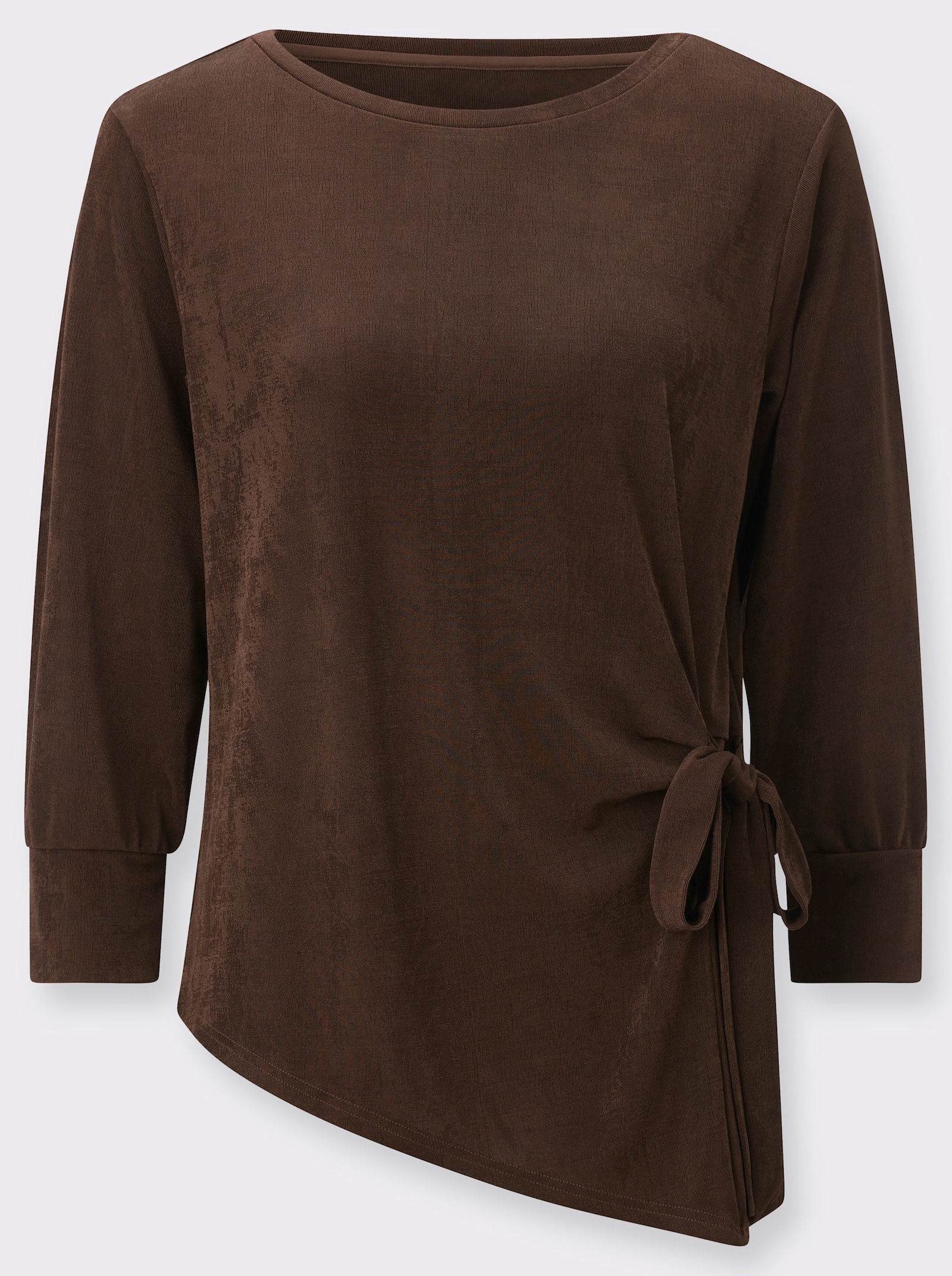 Longshirt mit seitlichen Bindebändern - schoko