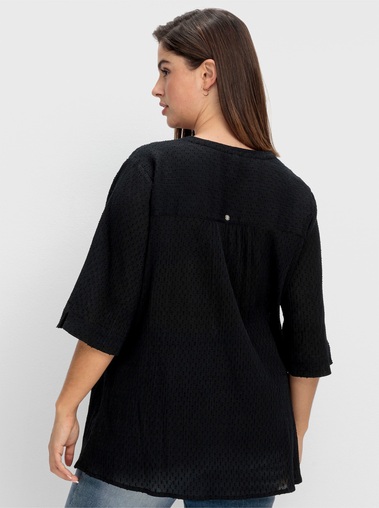 sheego Tunika mit 3/4-Ärmeln - schwarz