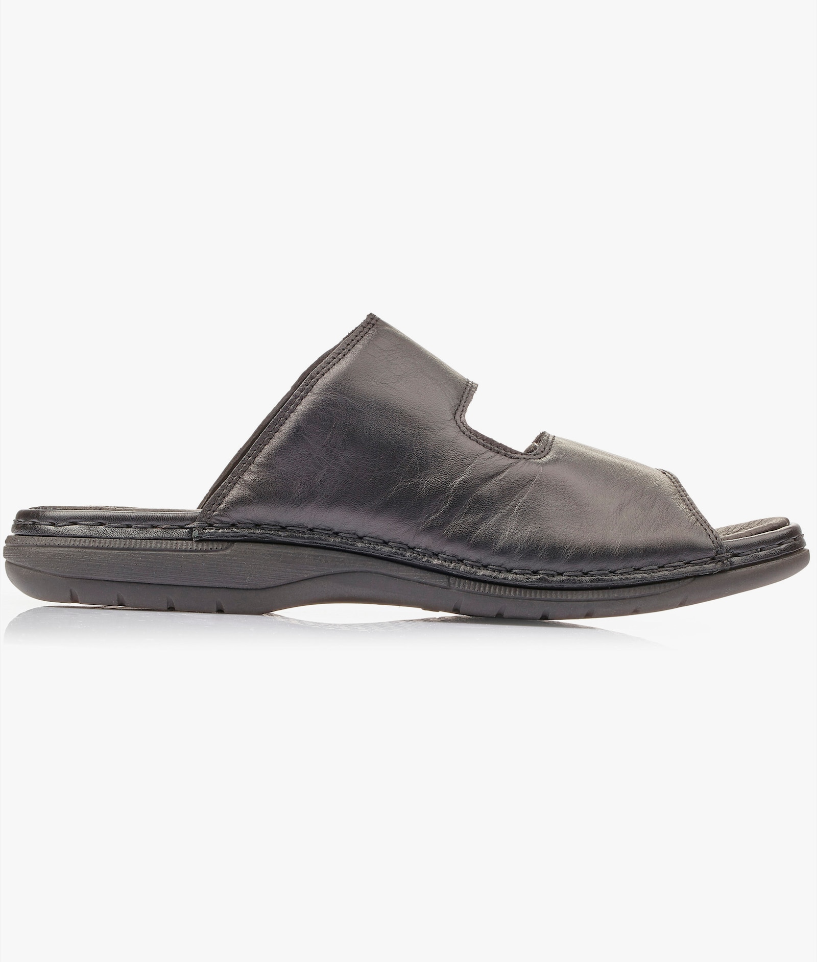 Rieker Pantolette mit Klettverschlüssen, Leder - schwarz