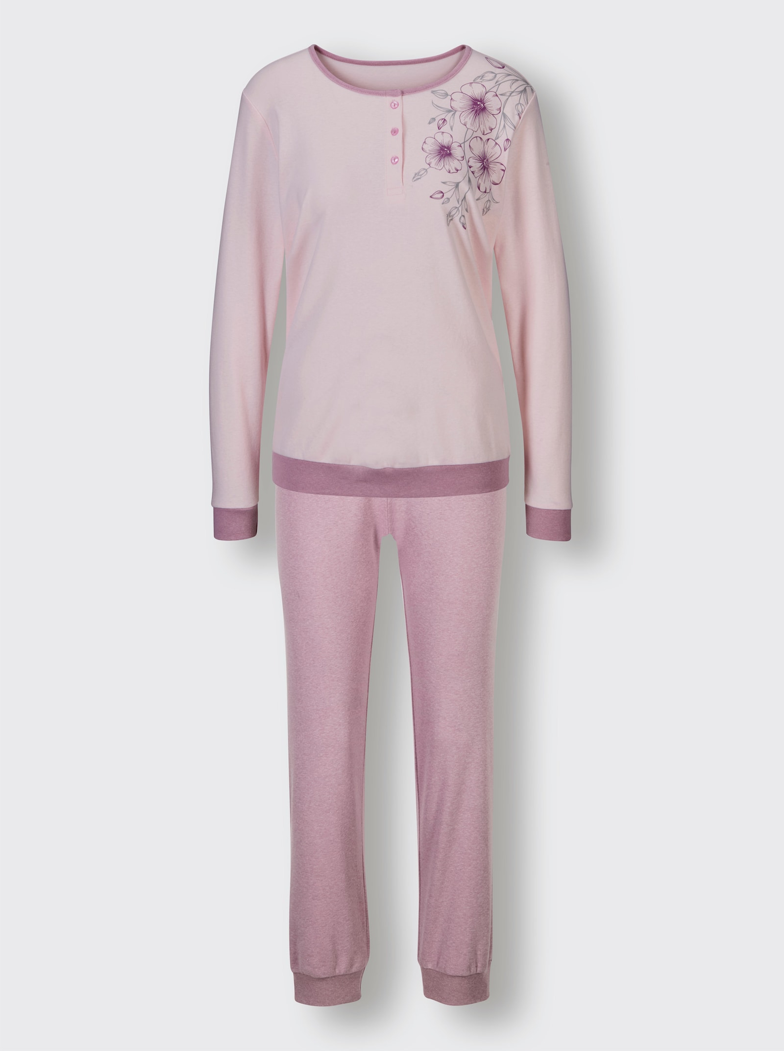 wäschepur Pyjama - lichtroze/mauve bedrukt