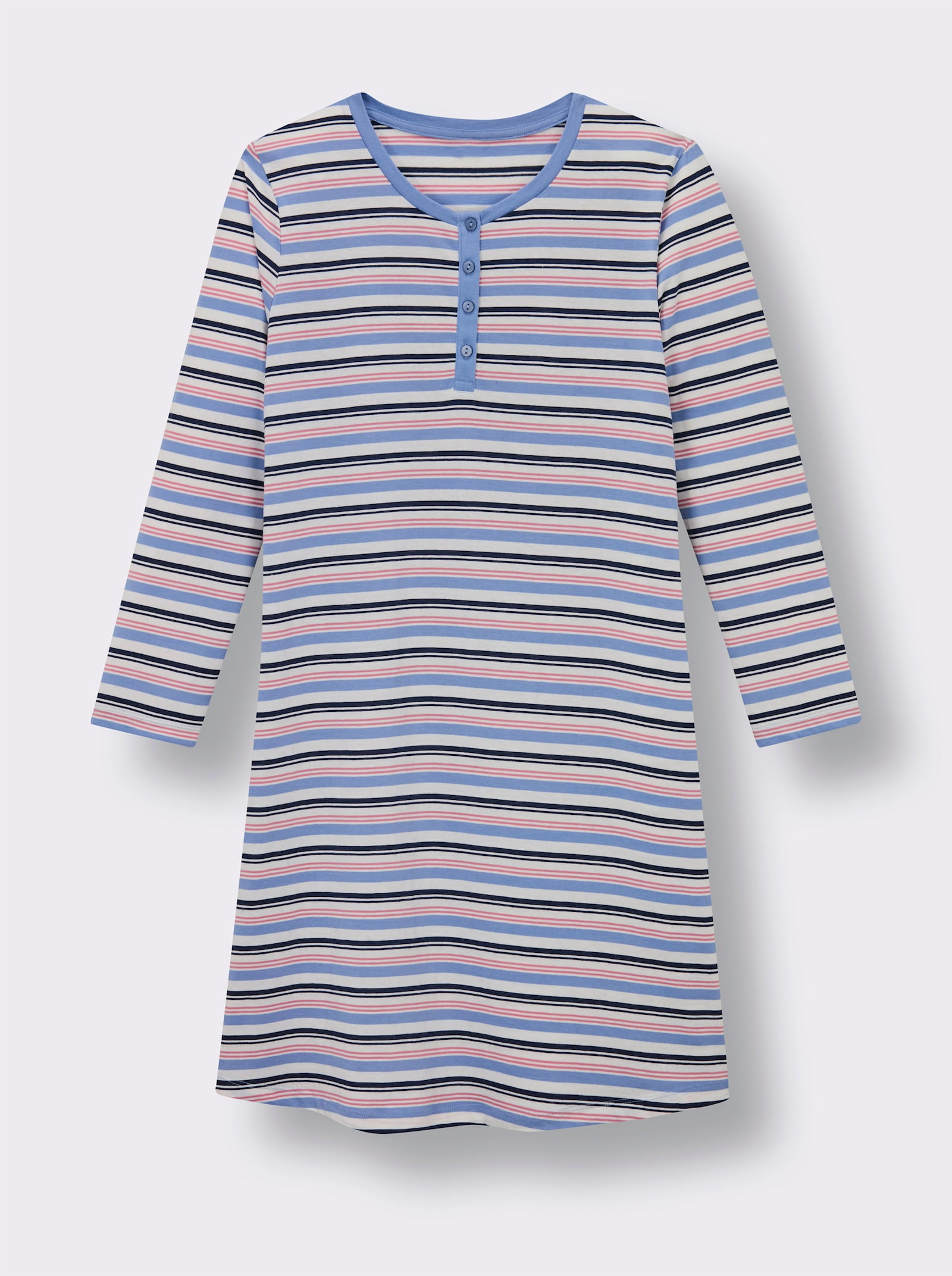 wäschepur Sleepshirt mit garngefärbtem Ringelmuster - bleu