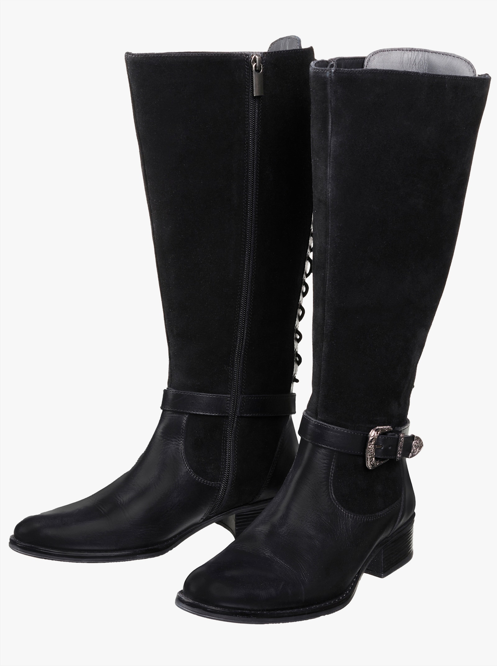 sheego by Joe Browns Weitschaftstiefel mit Schnürung hinten - schwarz