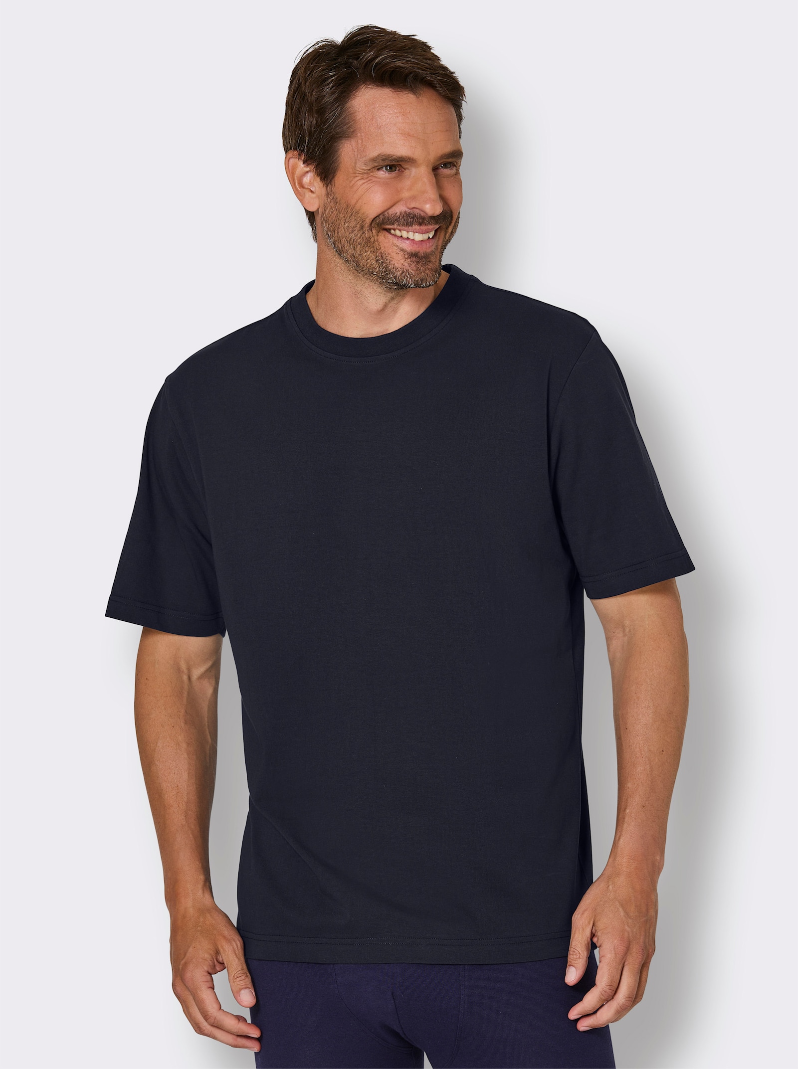 wäschepur men Schlafanzug-Shirt - marine + anthrazit-meliert