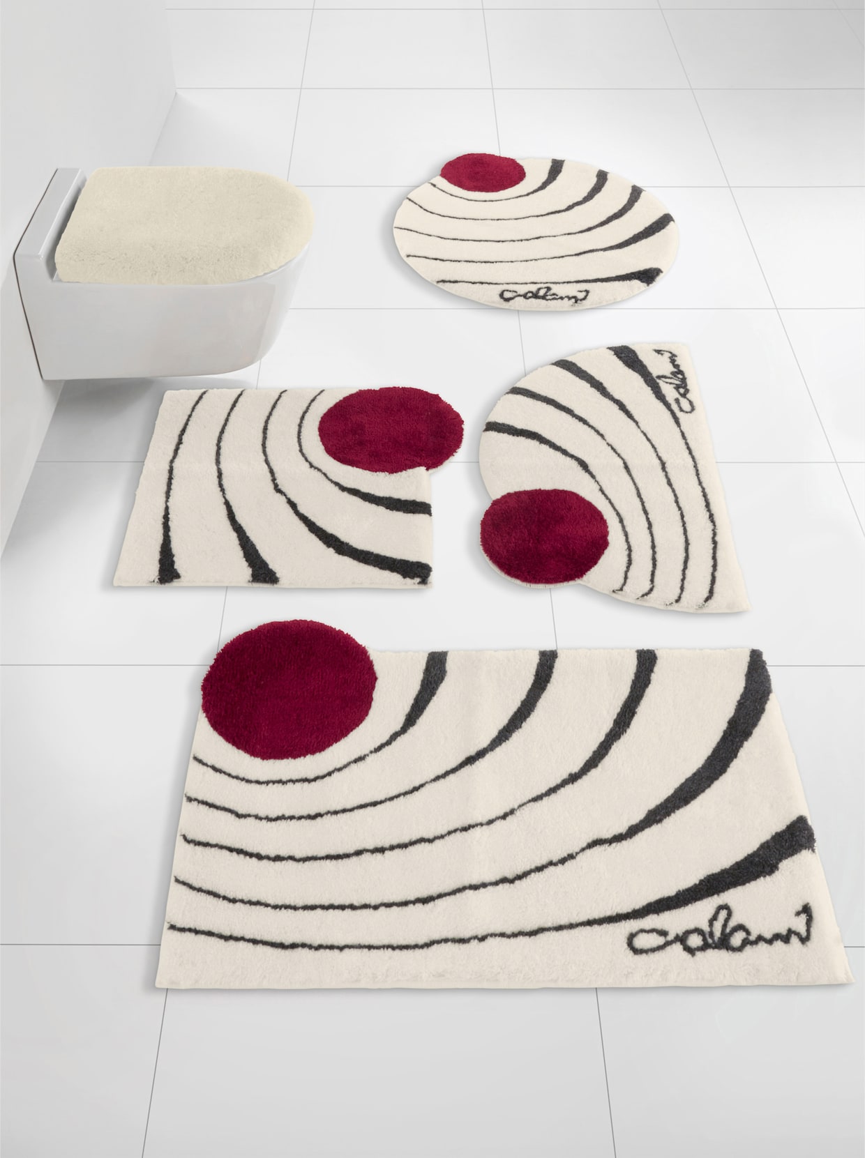 Grund Badmat - wit/rood