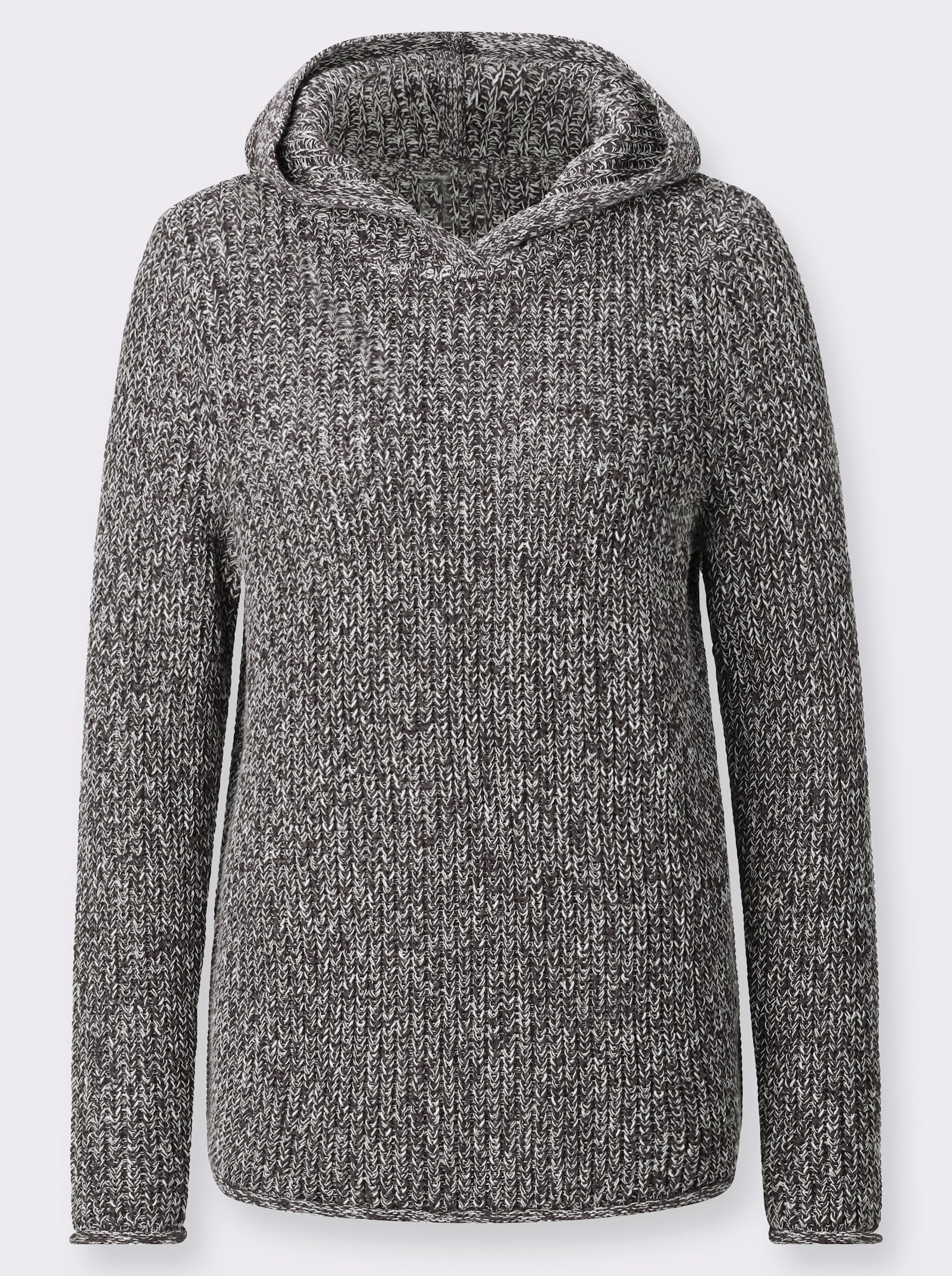 Pullover met capuchon in riblook - grafiet