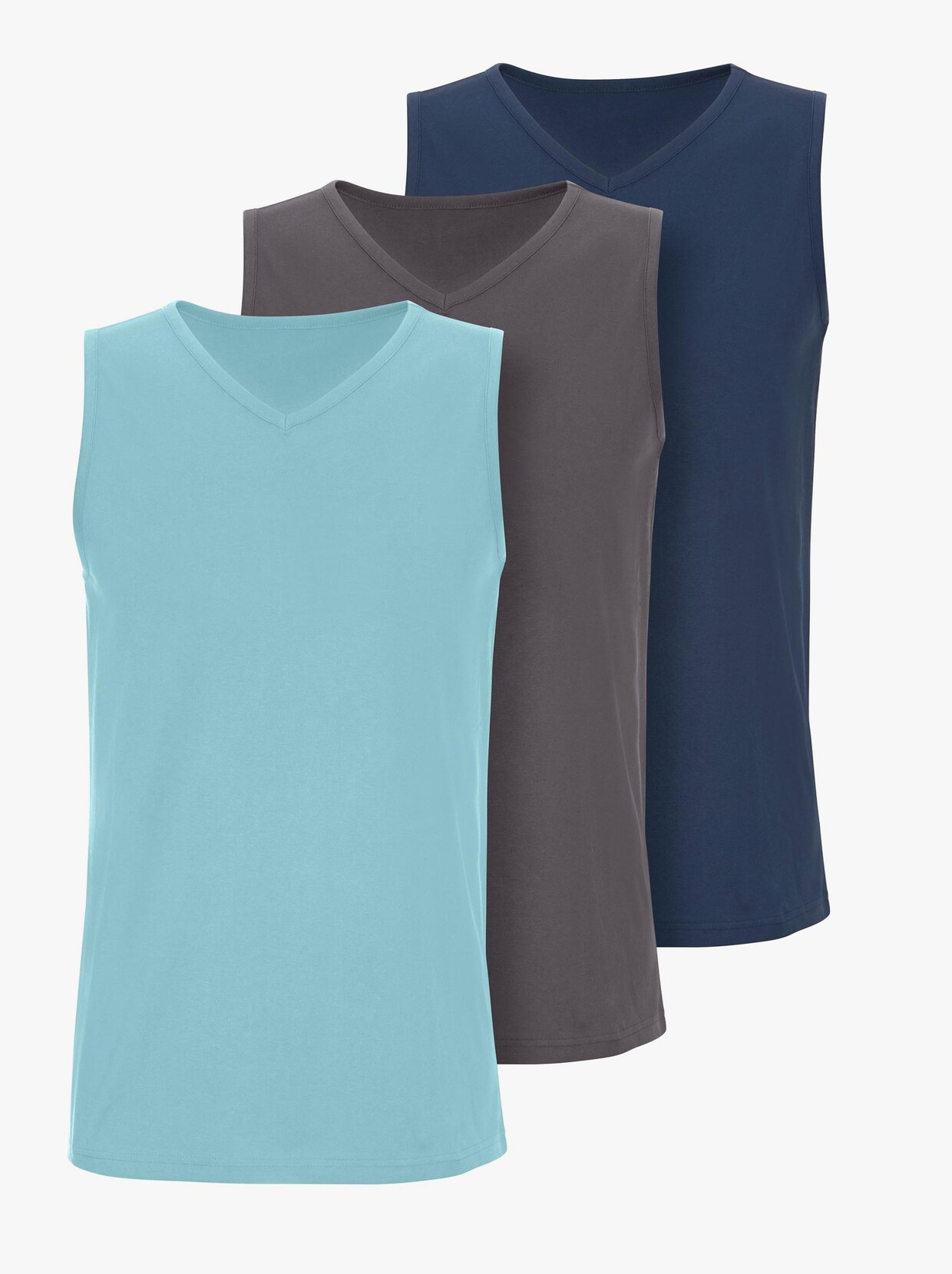 wäschepur Onderhemd - aqua + antraciet + donkerblauw