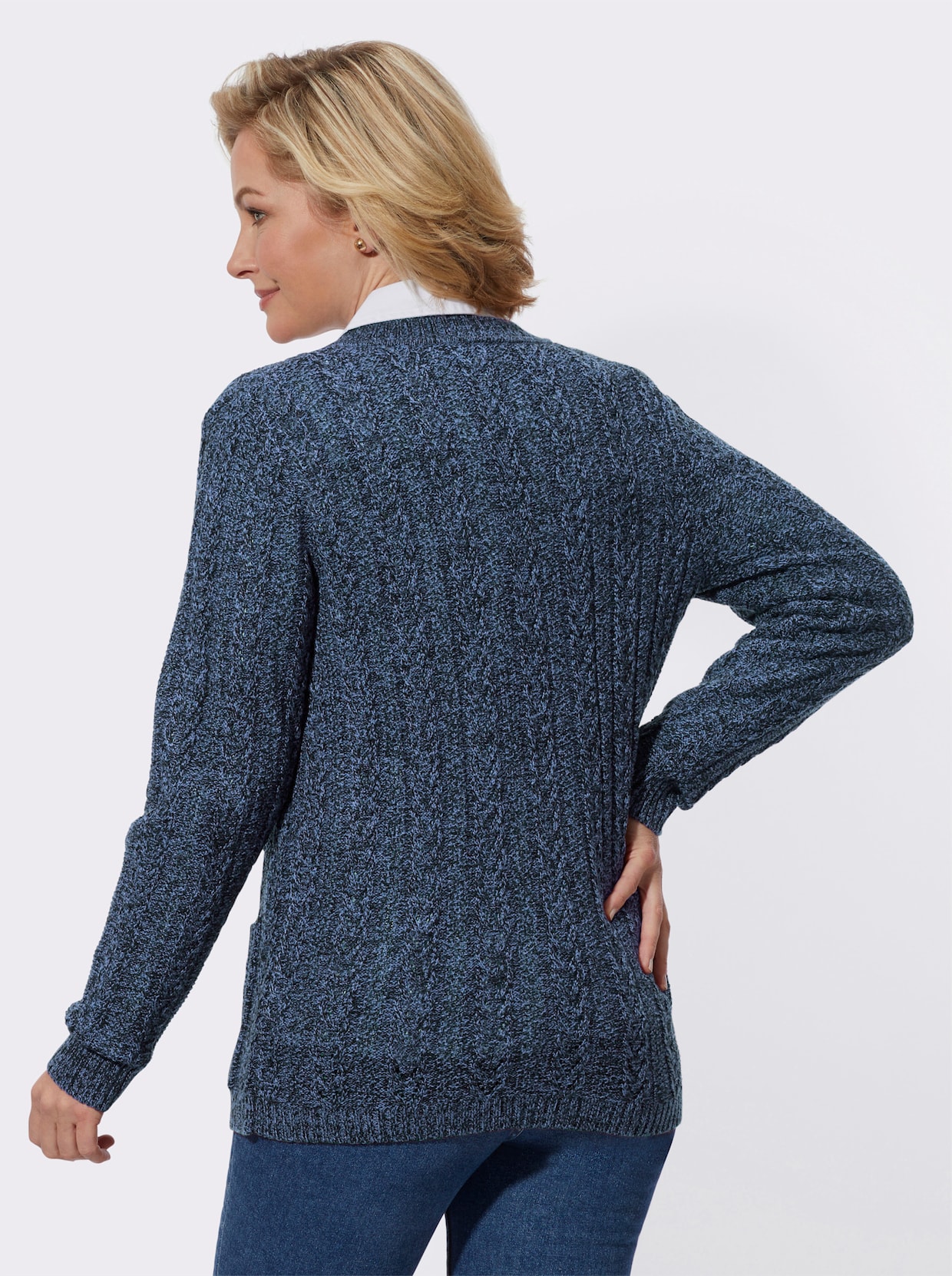 Strickjacke - himmelblau-meliert