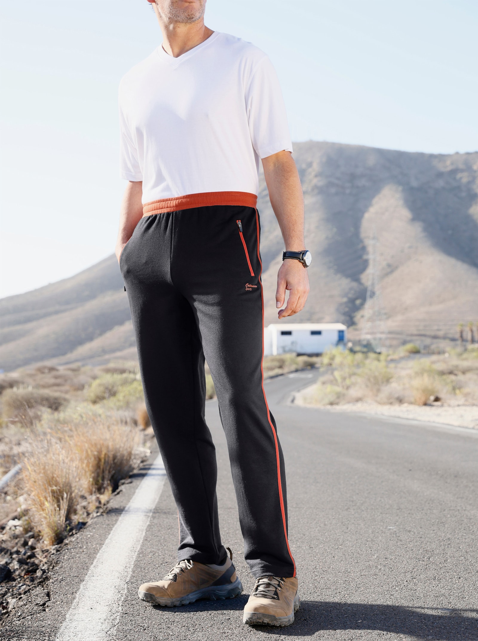 Catamaran Sports Freizeithose mit Bindeband innen - schwarz-rostrot