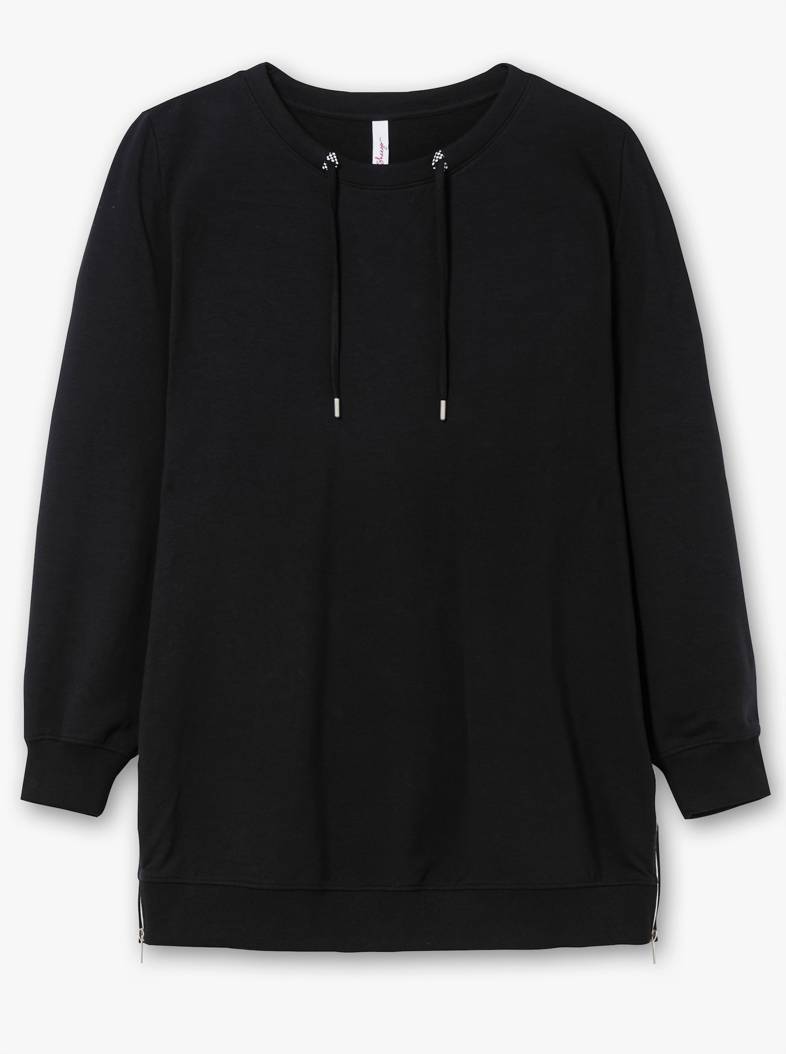 sheego Sweatshirt mit Reißverschlüssen - schwarz