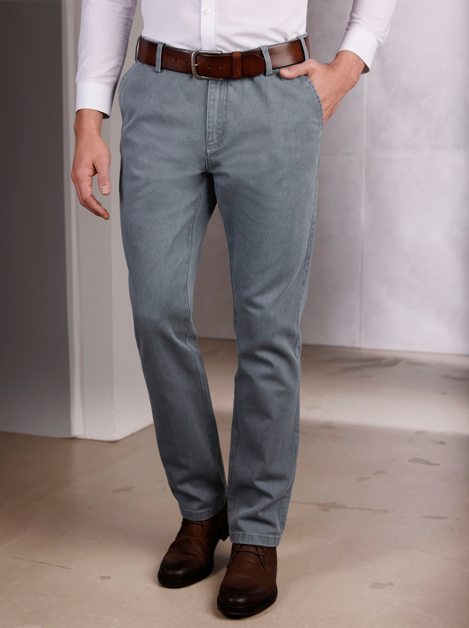 Hose in Twill-Optik - grau
