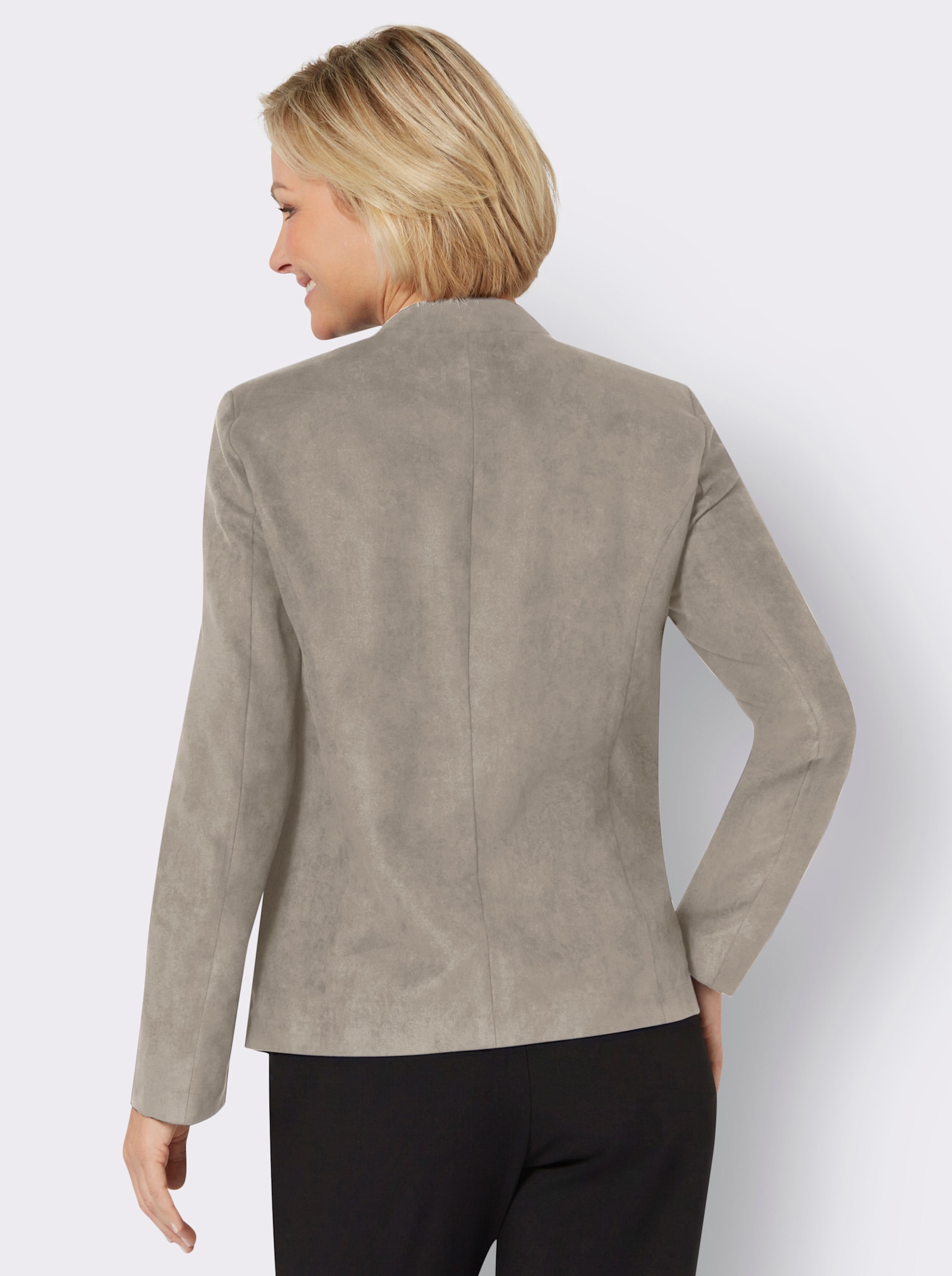 Blazer aus Veloursleder-Imitat - stein