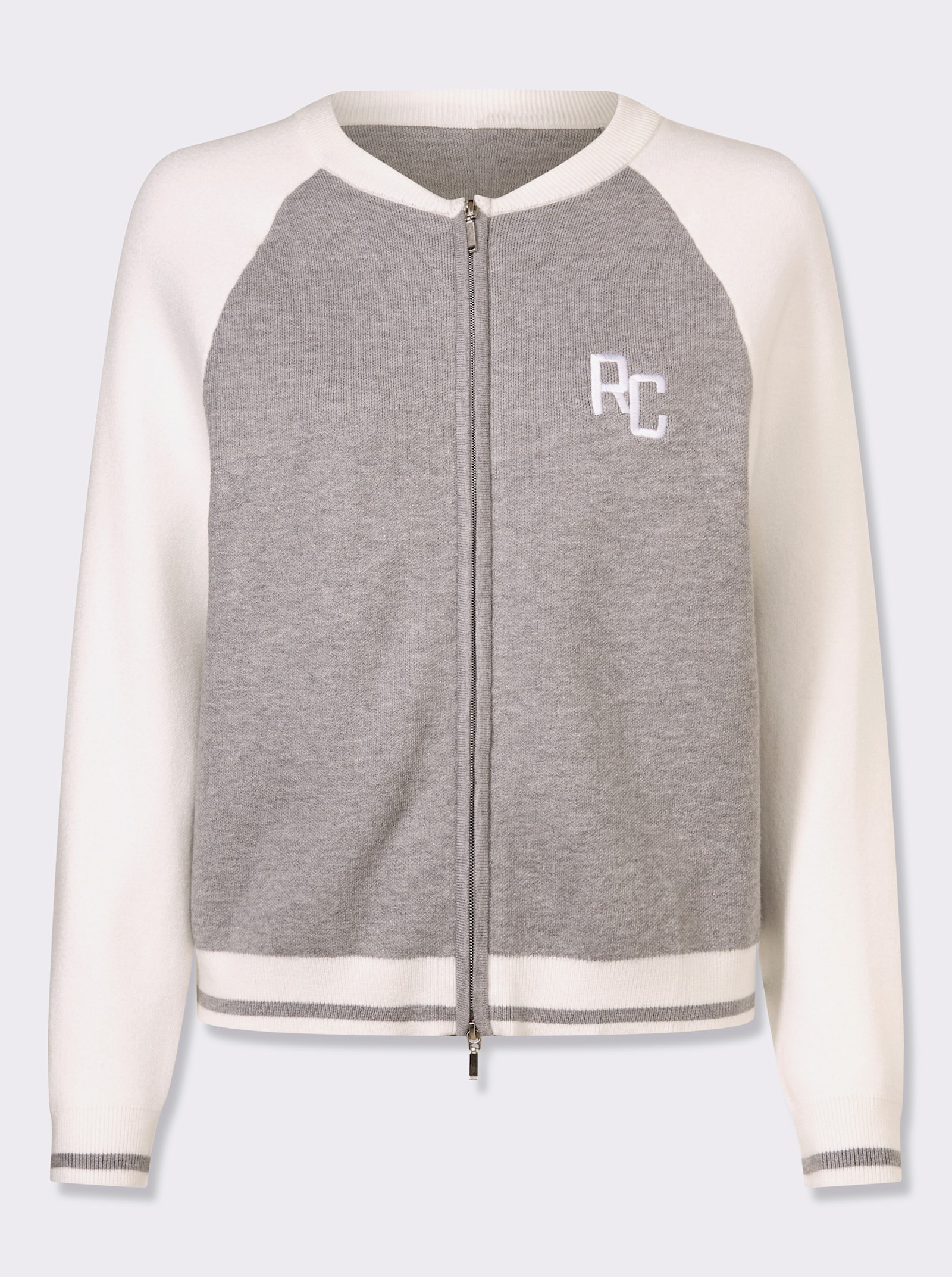 heine Veste blouson en tricot fin - gris pierre-écru chiné