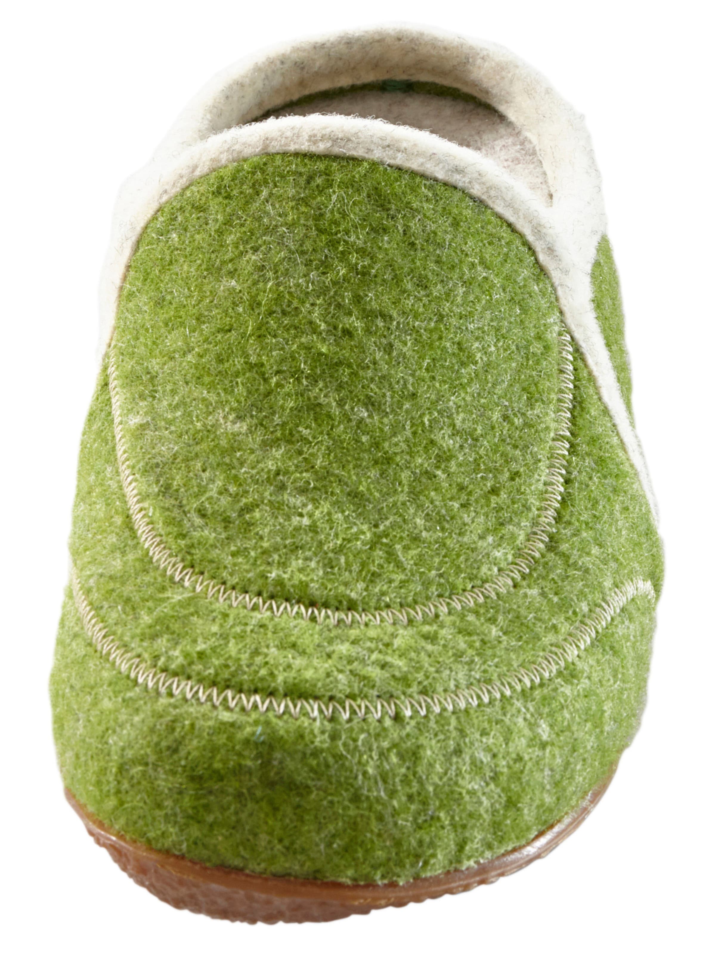 Hausschuhe günstig Kaufen-Hausschuhe in grün von Dr. Feet. Hausschuhe in grün von Dr. Feet <![CDATA[Hausschuhe Aus Wollfilz, mit herausnehmbarer Innensohle. Anatomisch geformtes Fußbett. Weite G. Flexible Gummisohle.]]>. 