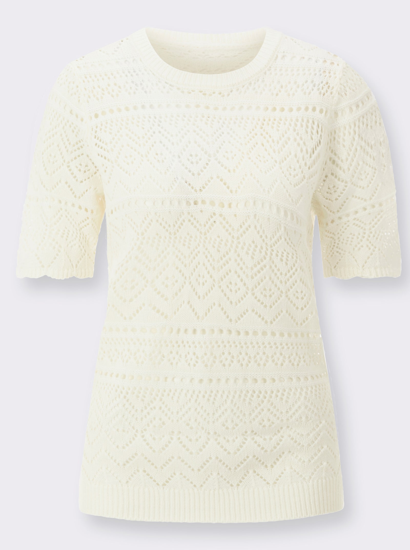 Ažúrový pulóver z ľahko ošetr.mat. - svetlobéžová