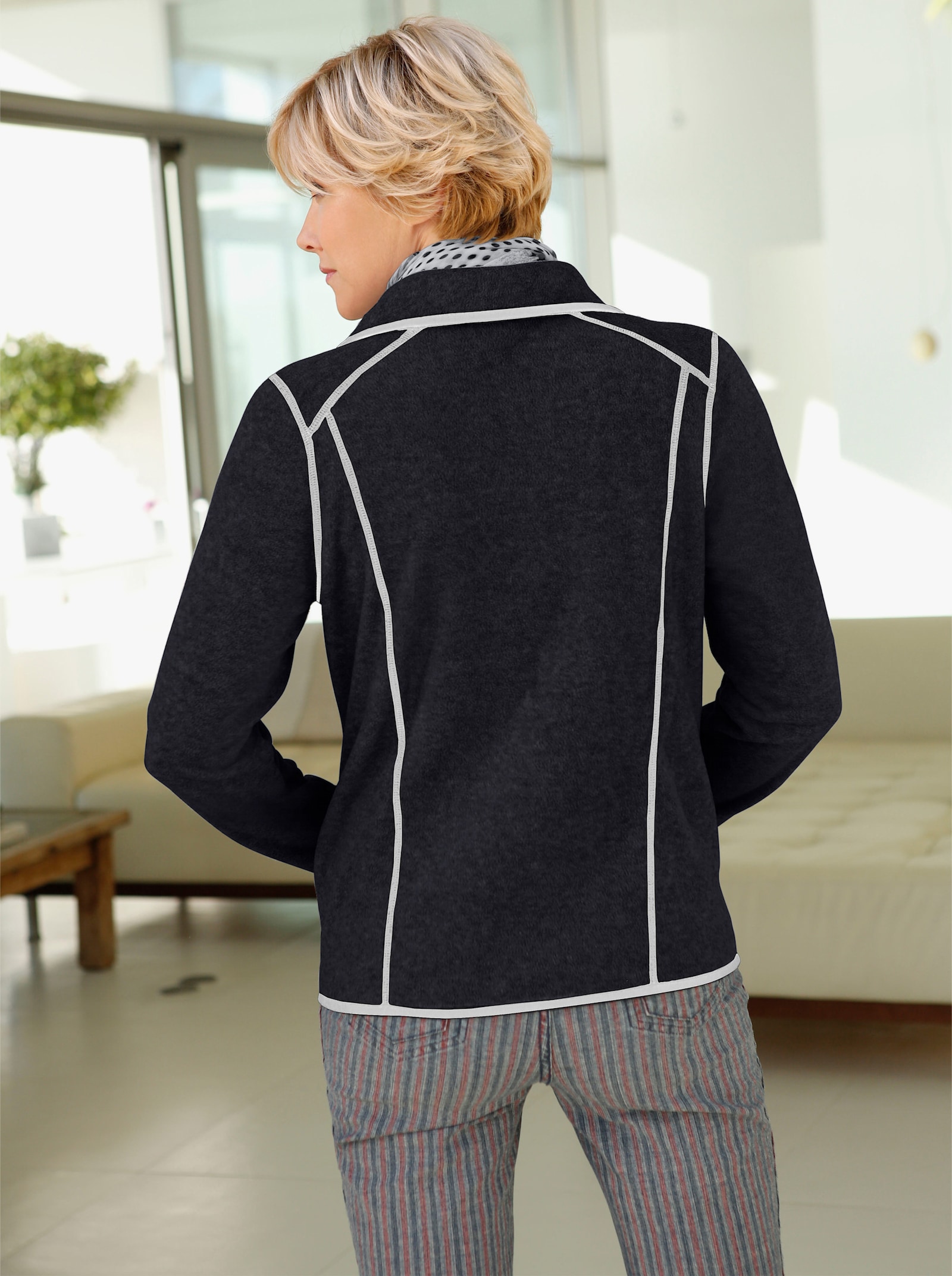 Fleecejacke mit Sternchen-Stickerei - marine