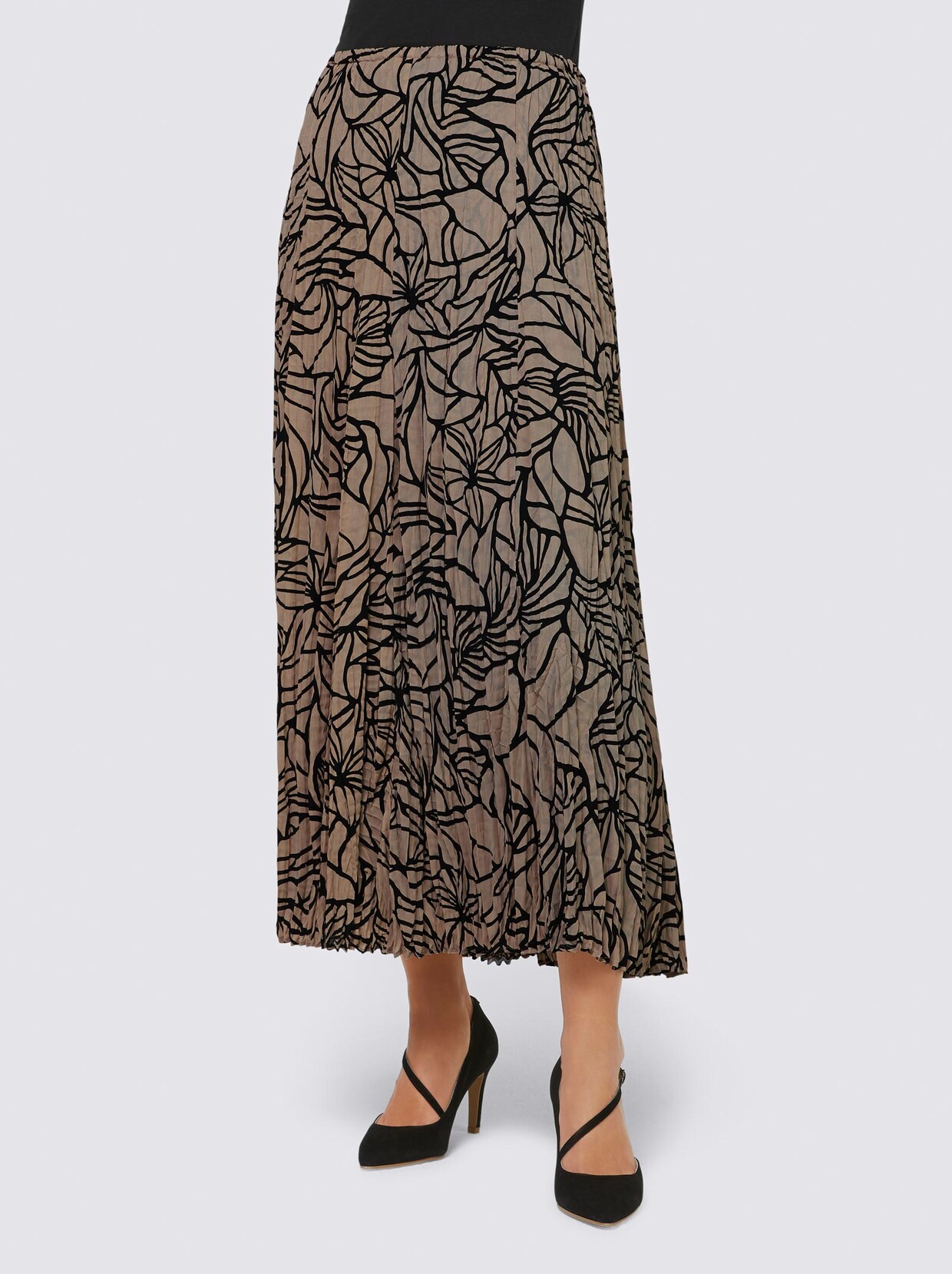 Ashley Brooke Rok met print - zwart/sesam bedrukt