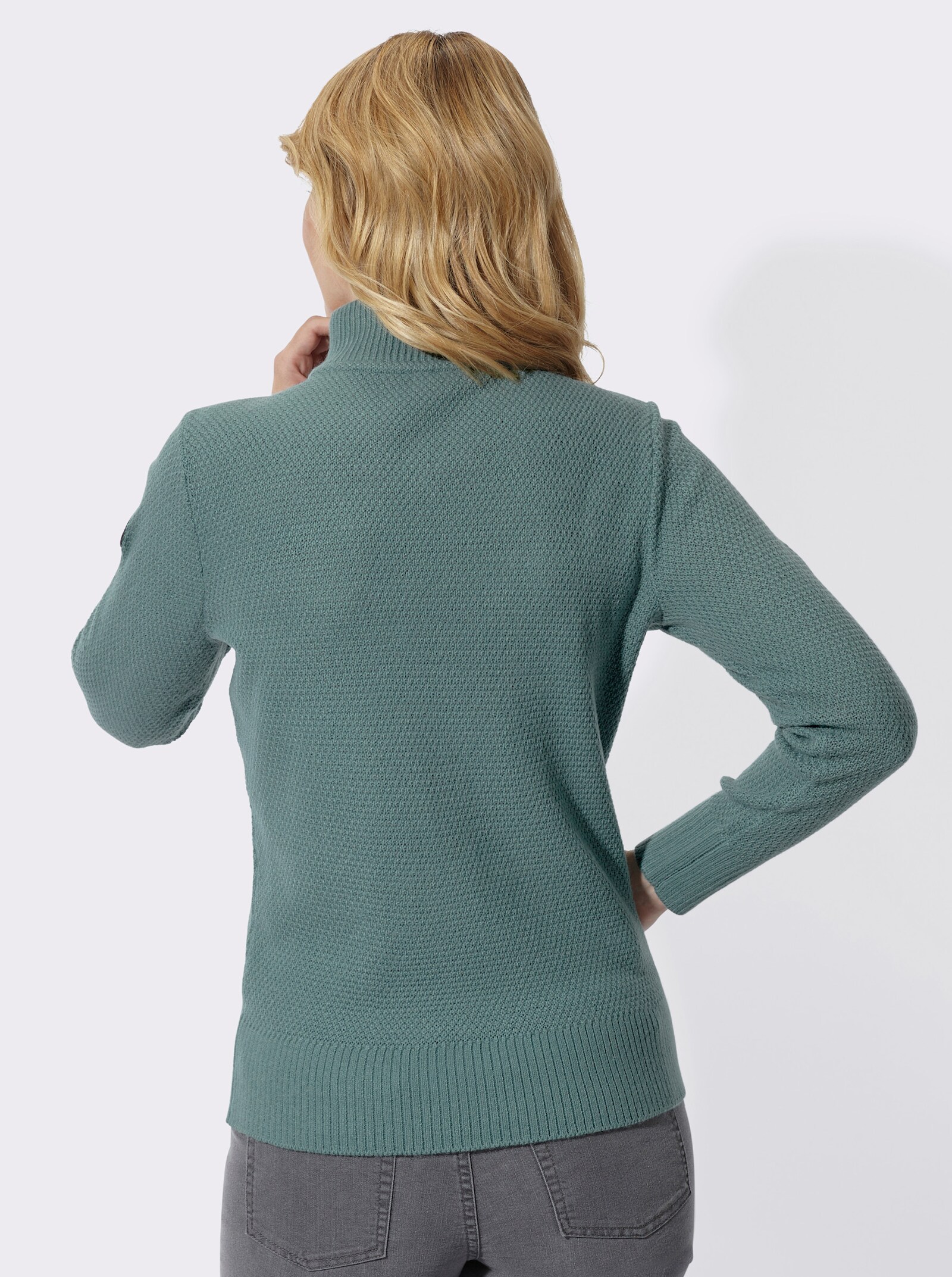 Troyer mit Knöpfen in Horn-Optik - jade