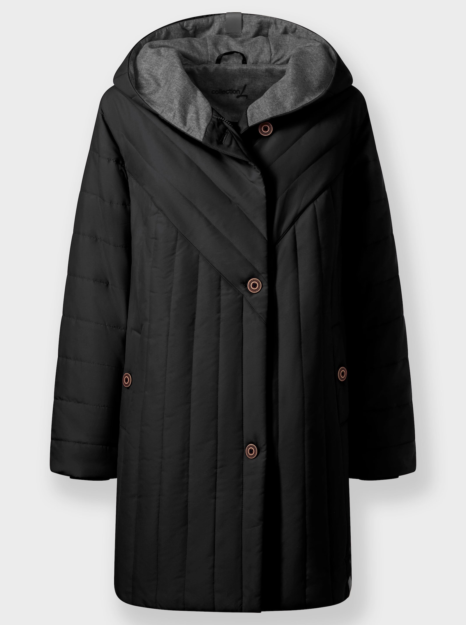 Jacke im Steppmuster-Mix, wärmend - schwarz-steingrau