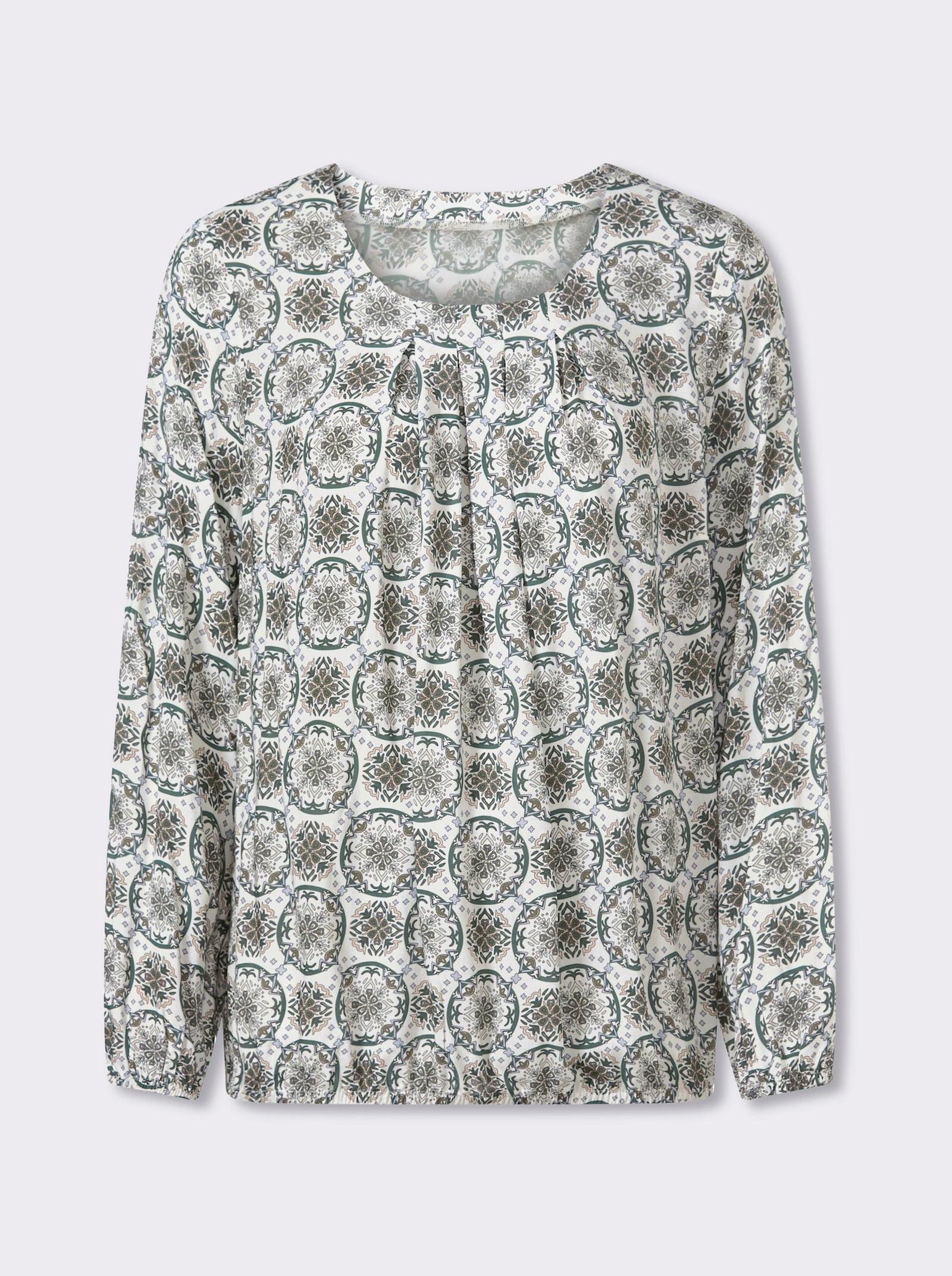 heine Druckbluse mit Faltenpartie - khaki-sand-bedruckt