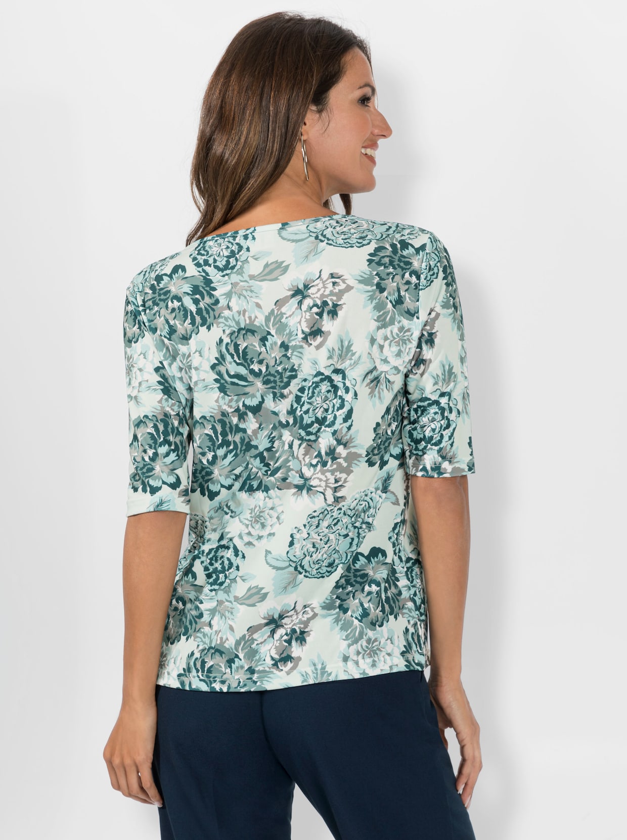 Print-Shirt - ecru-jade-bedruckt