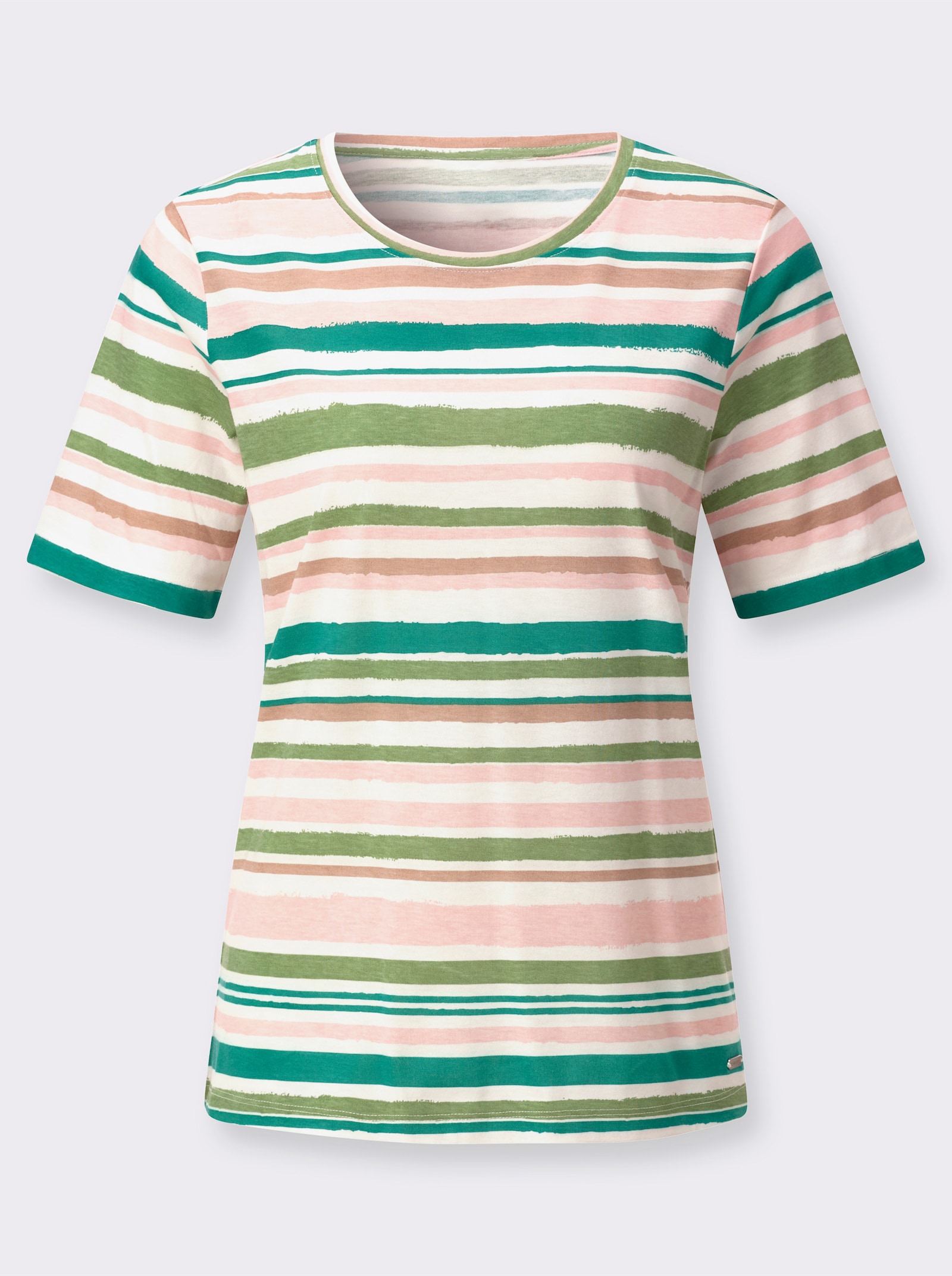 Ringelshirt im Baumwoll-Modal-Mix - eucalyptus-hellrosé-geringelt