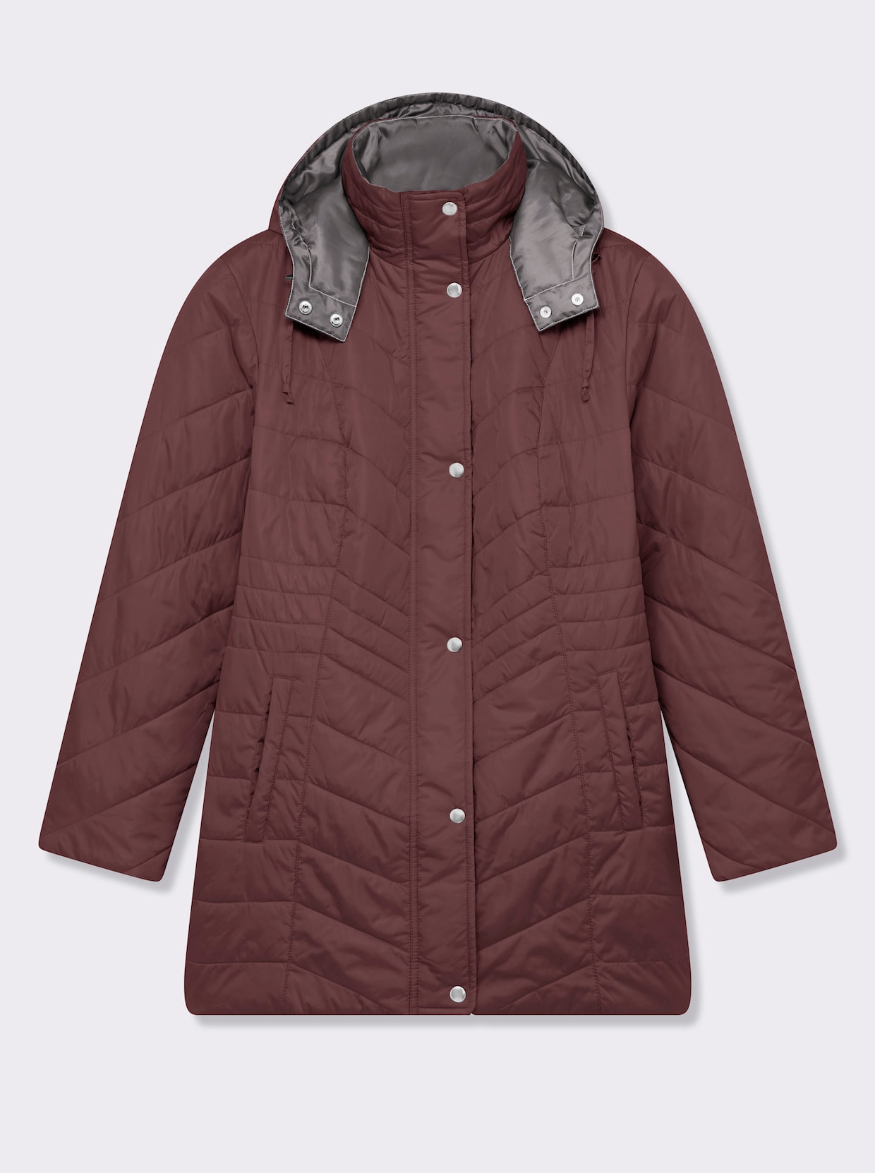 Steppjacke mit Kontrastfutter - bordeaux-grau