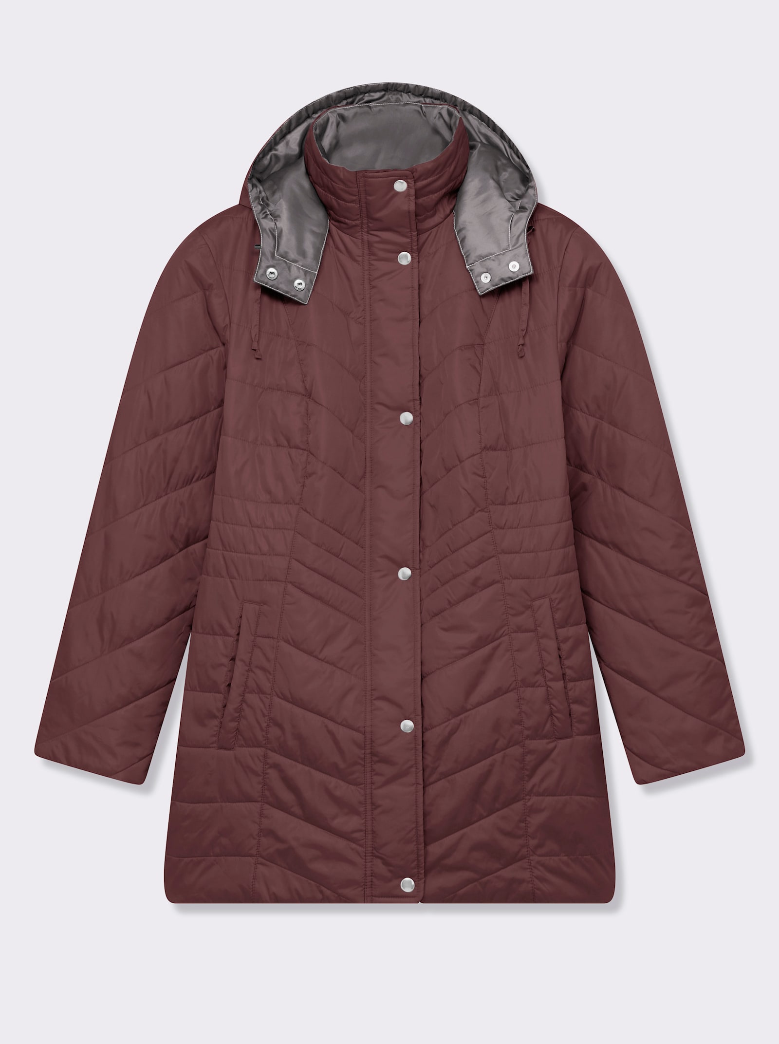 Steppjacke mit Kontrastfutter - bordeaux-grau